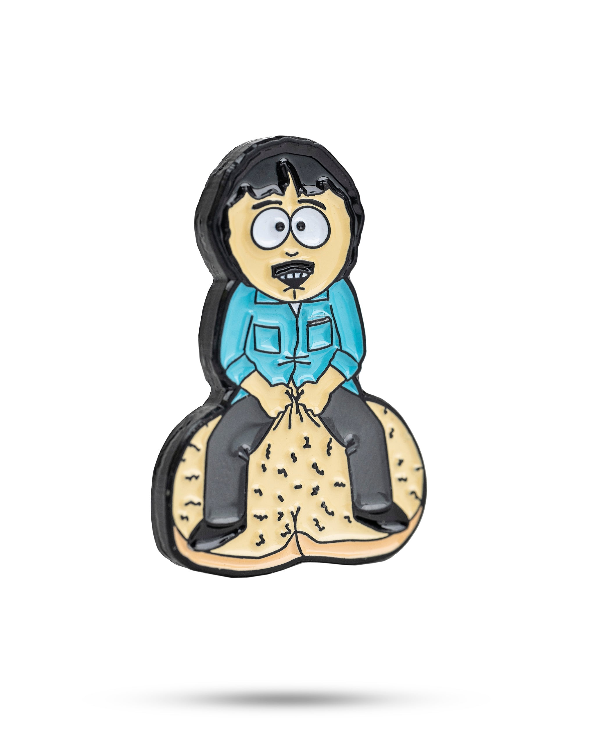 South Park Randy ball marker featuring a colorful design of the character's face, ideal for golf enthusiasts and fans of the show.