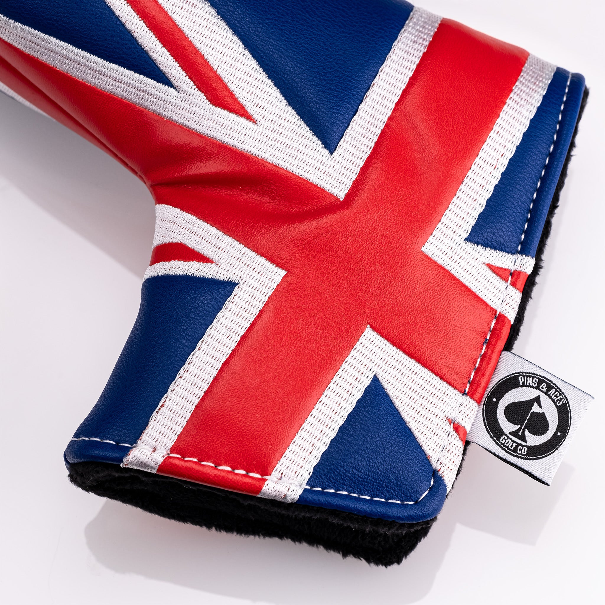 United Kingdom Flag Blade Putter Cover with side detail, featuring vibrant colors and a sleek design.