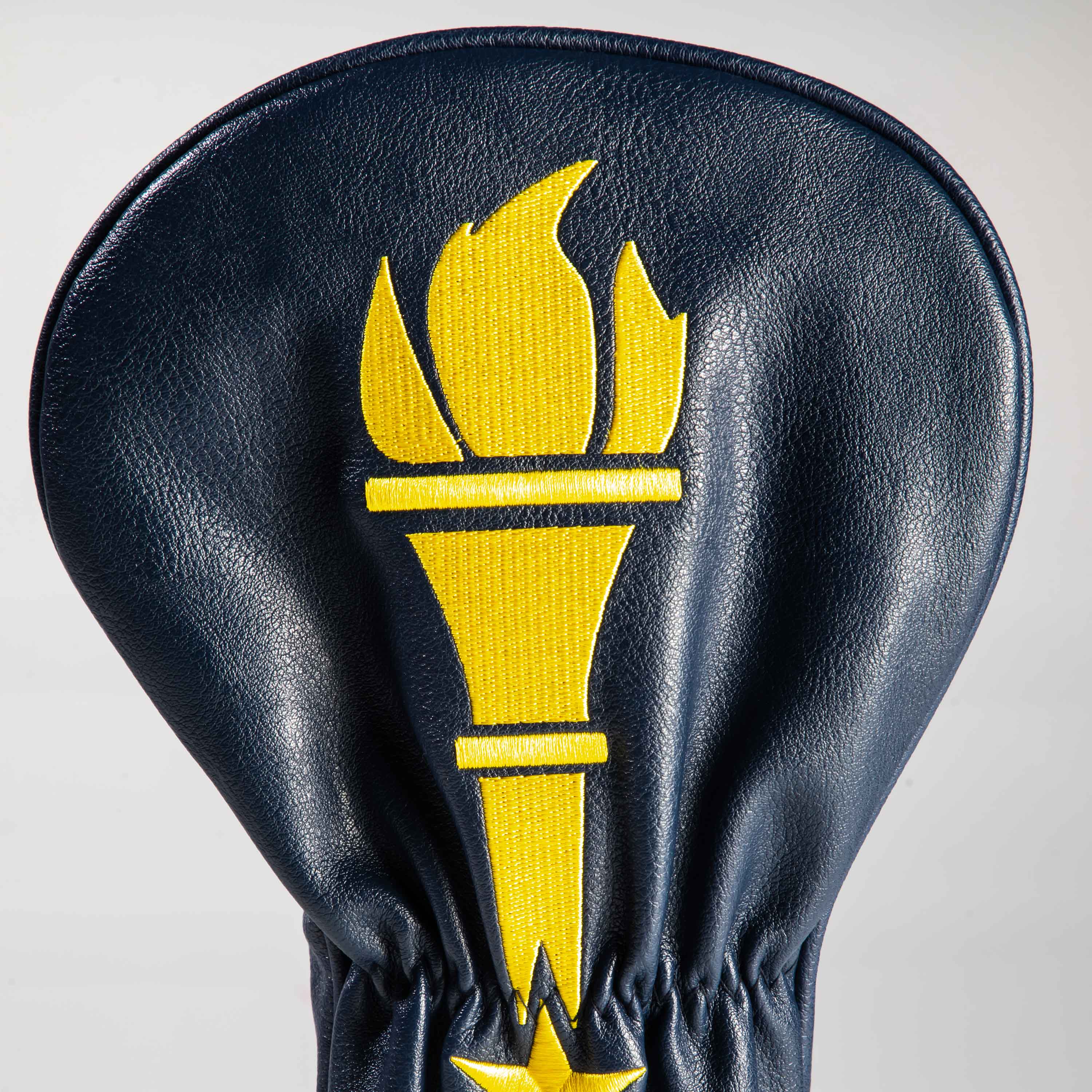 Indiana State Flag Driver Cover with wood accent design.