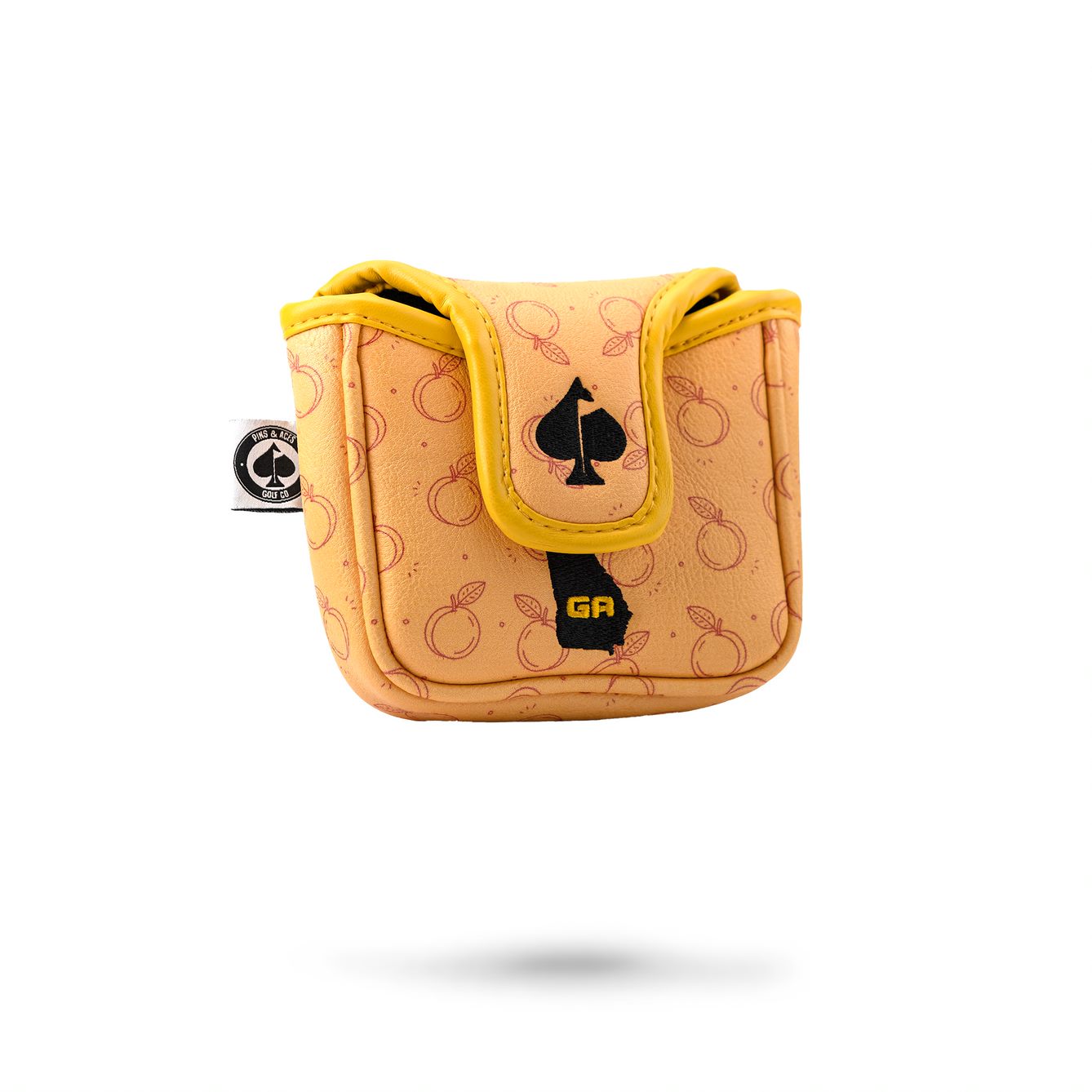 Bold Dawg Country mallet cover featuring a vibrant peach pattern and a black logo, designed for stylish golf protection.