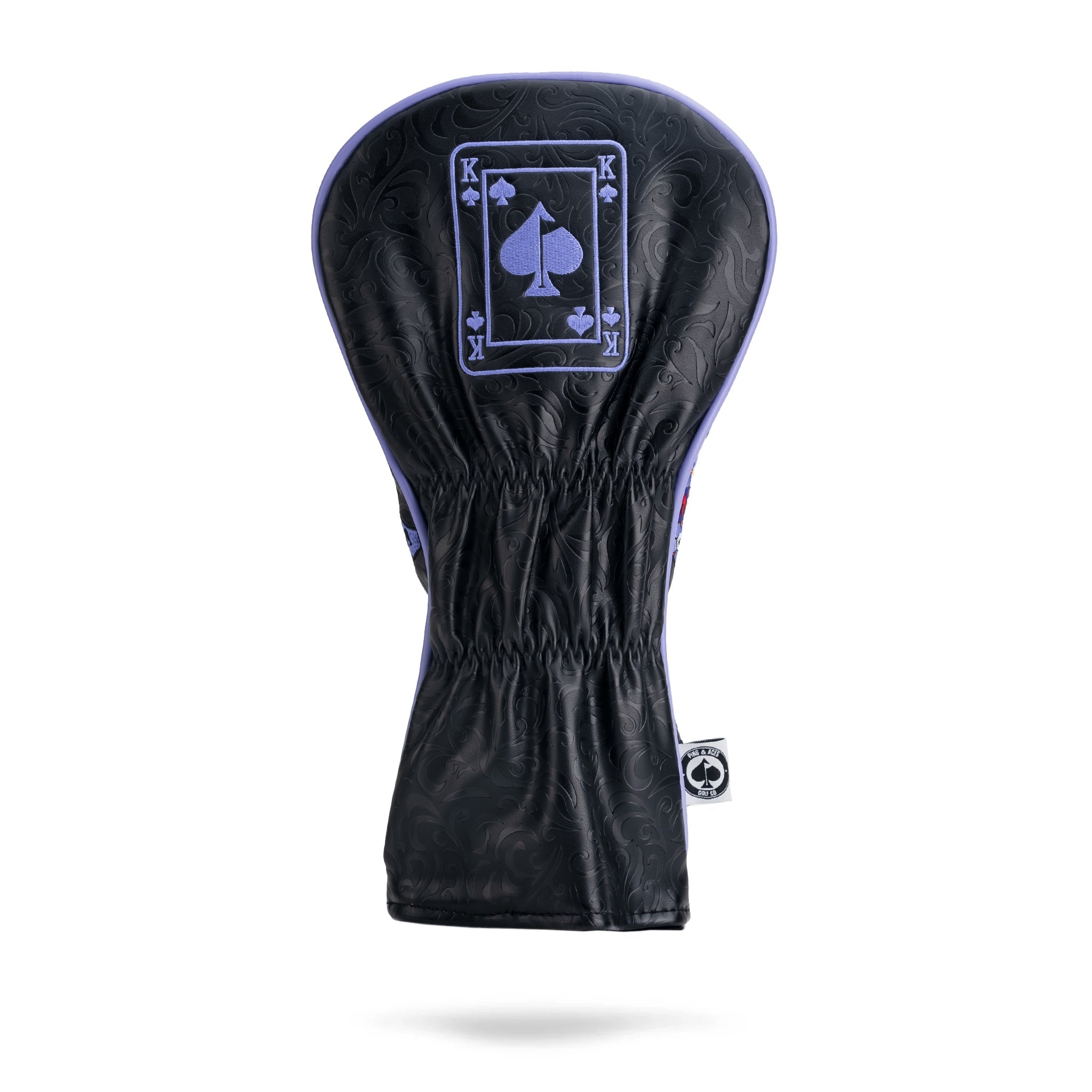 Bold black driver cover featuring a King of Spades design, perfect for golfers who want to showcase their unique style on the course.