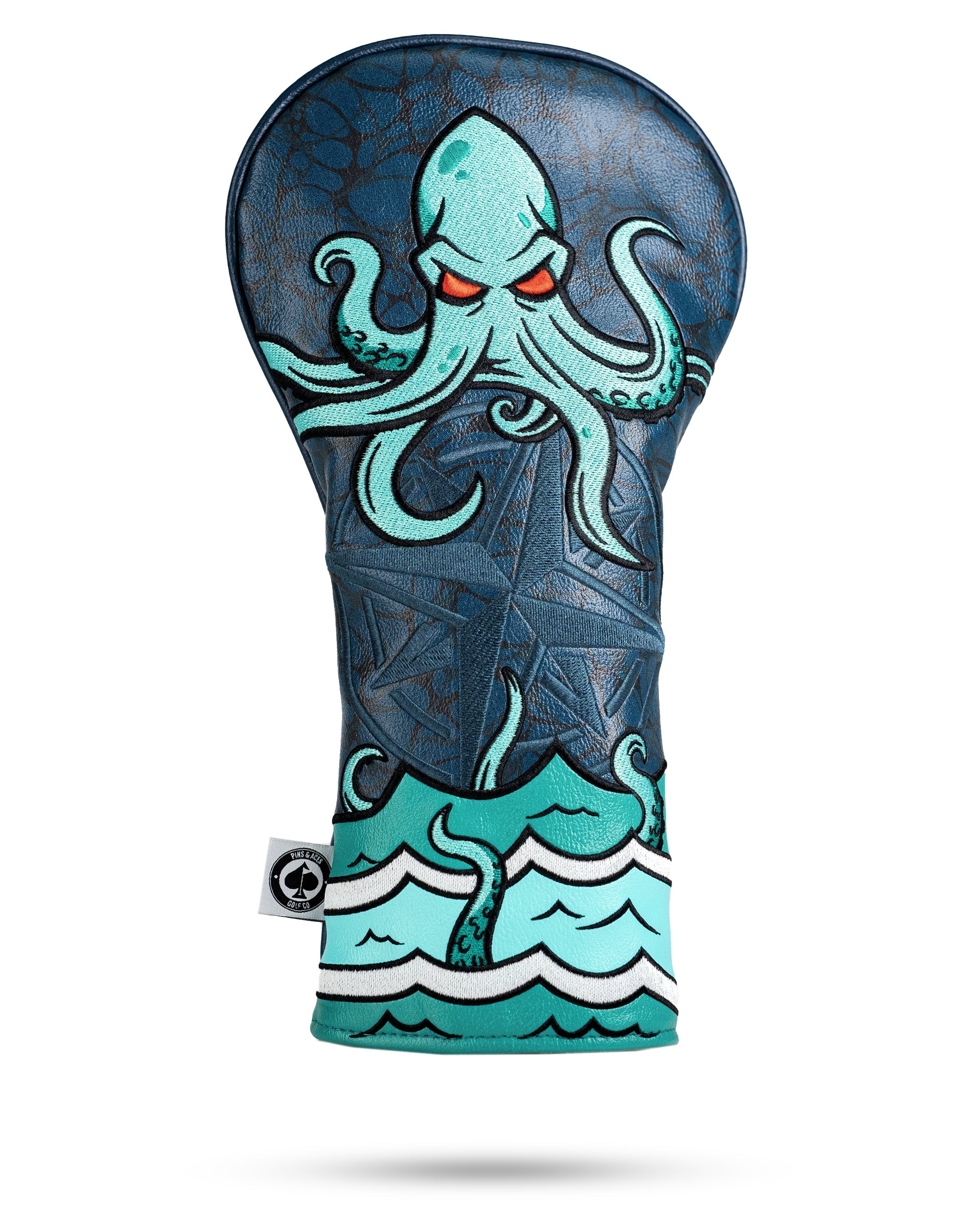 Bold Kraken driver cover featuring an octopus design with vibrant colors and intricate details, perfect for standout golfers.