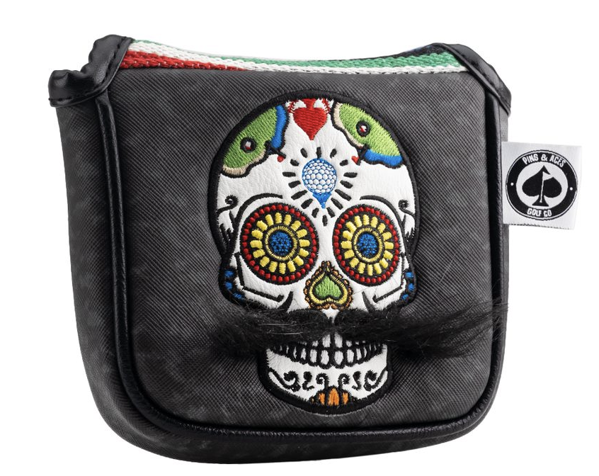 Pins and Aces Mustache Sugar Skull Mallet Putter Cover - Thumbnail 4