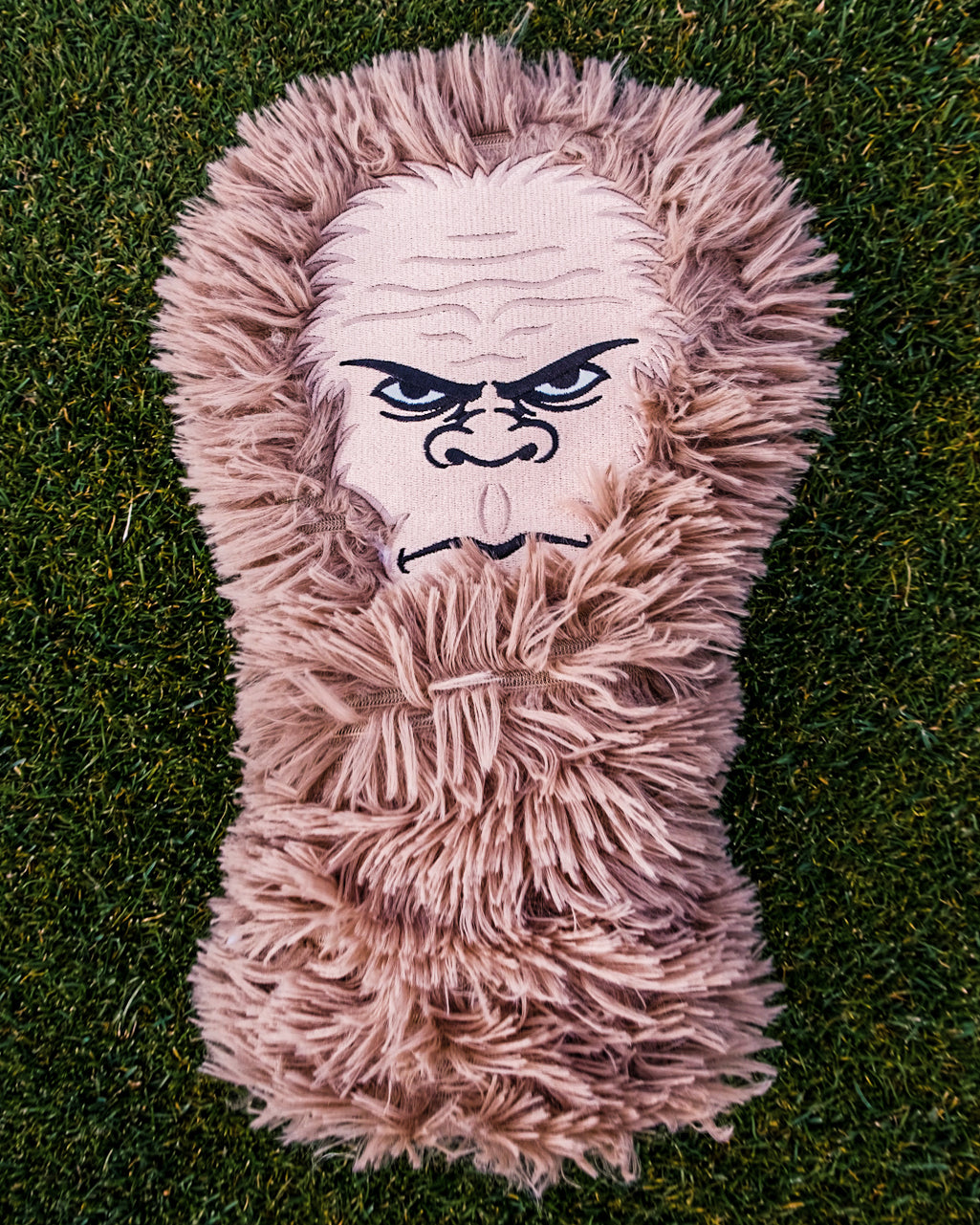 Sasquatch driver cover featuring a furry design with a fierce face, perfect for adding personality to your golf bag.