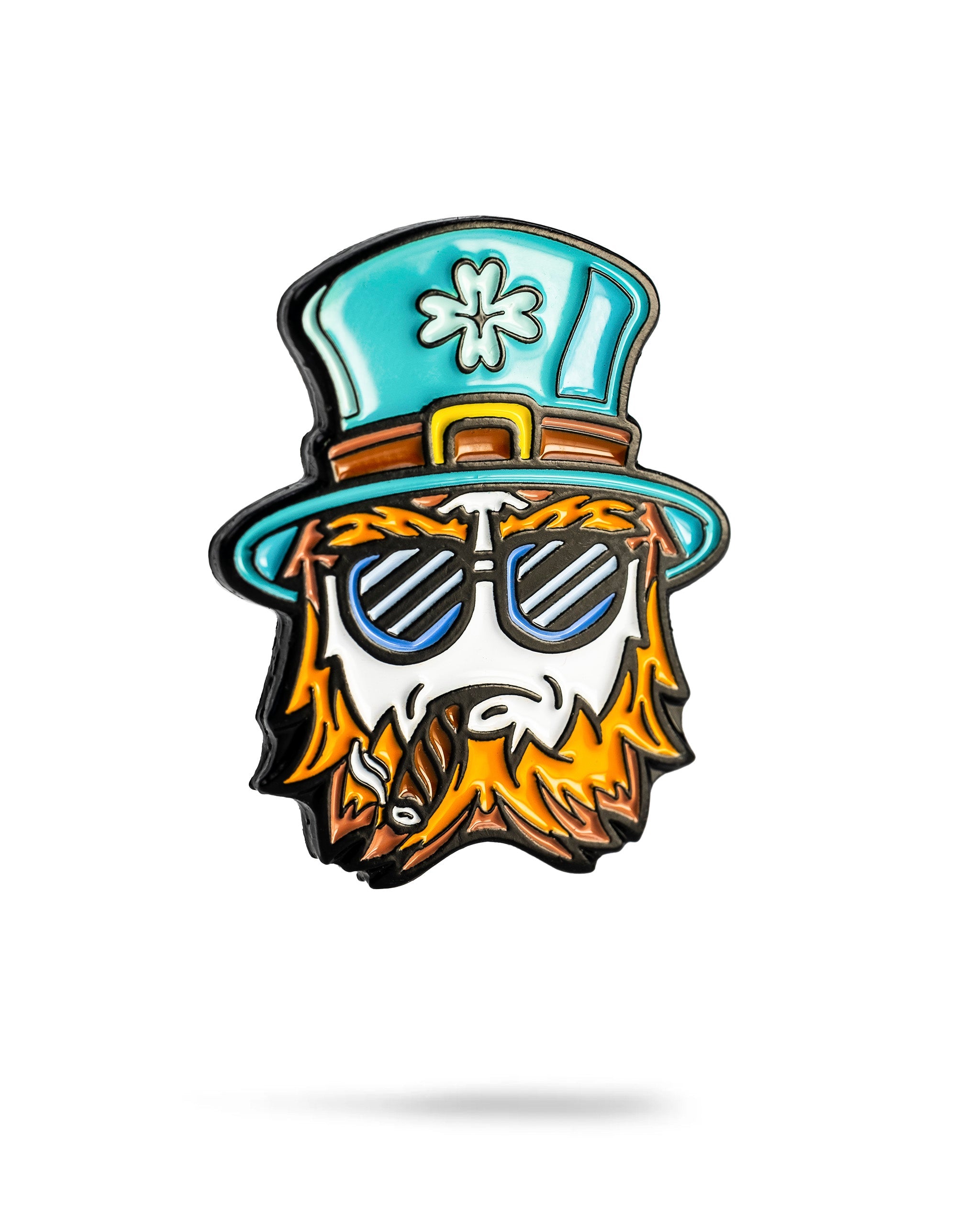 Bold ball marker featuring a whimsical leprechaun design with sunglasses and a pipe, perfect for golfers who want to stand out.