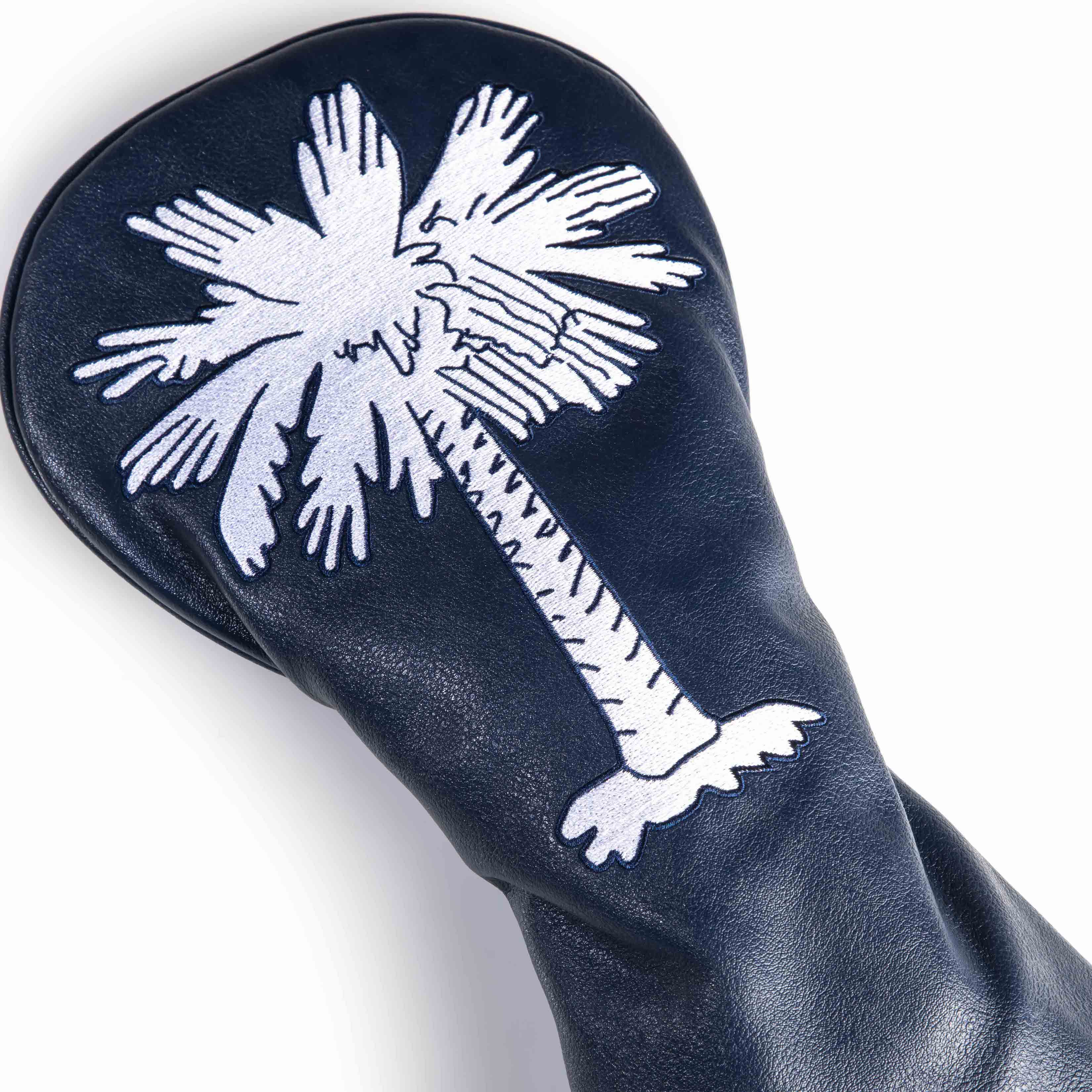 South Carolina state flag driver cover featuring a white palmetto tree design on a navy background.
