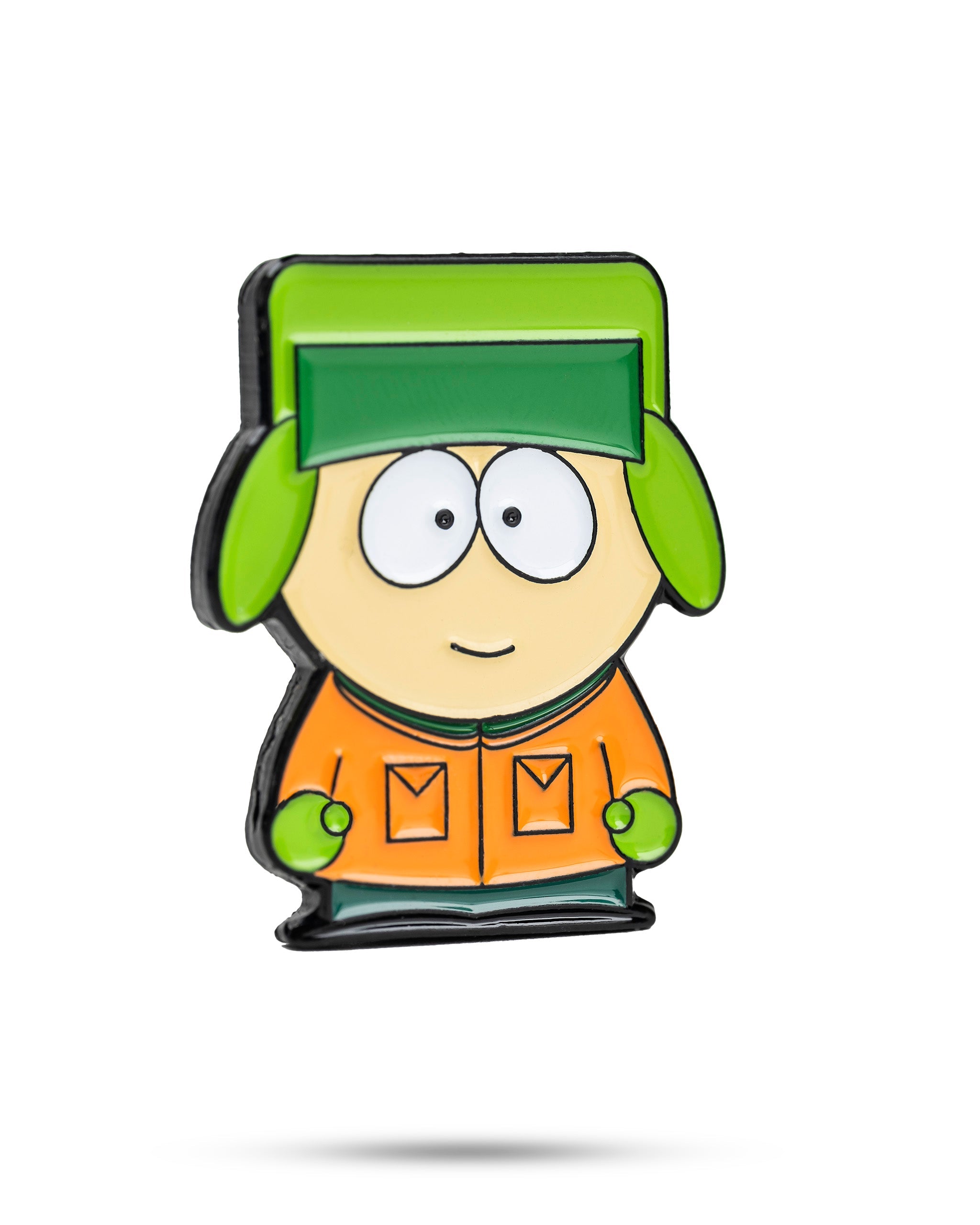 South Park ball marker featuring Kyle, a cartoon character with a green hat and orange jacket, perfect for adding fun to your golf game.