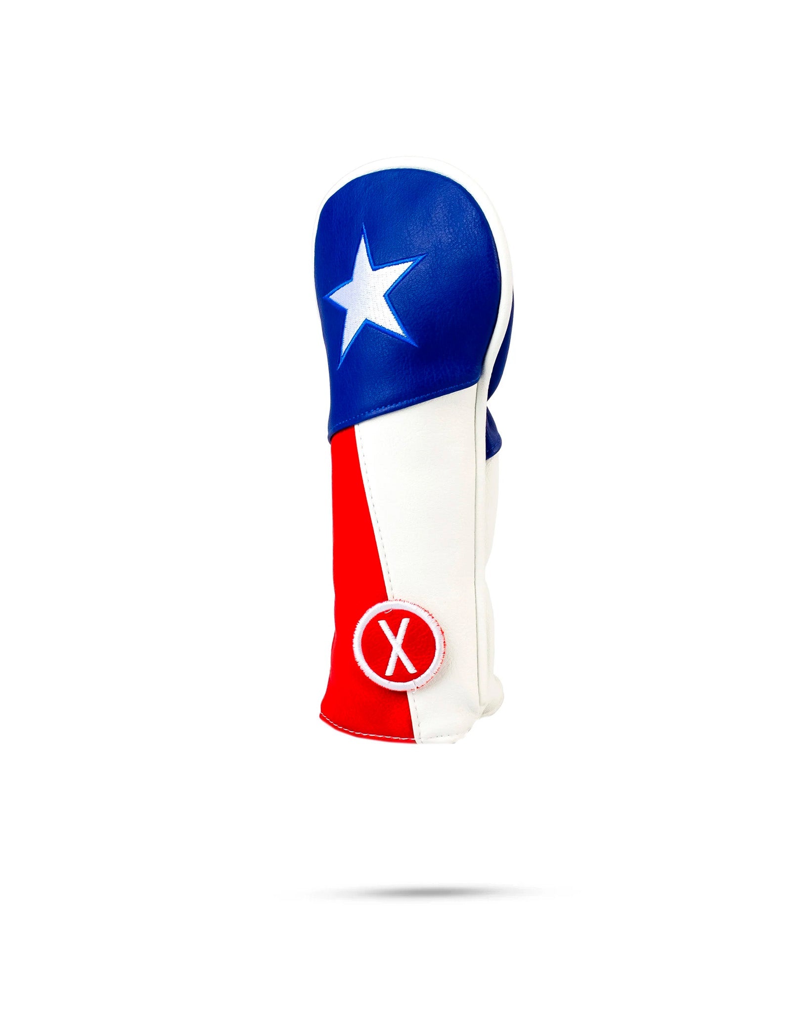 Texas Lone Star hybrid cover featuring a bold blue and red design with a prominent white star, perfect for stylish golfers.