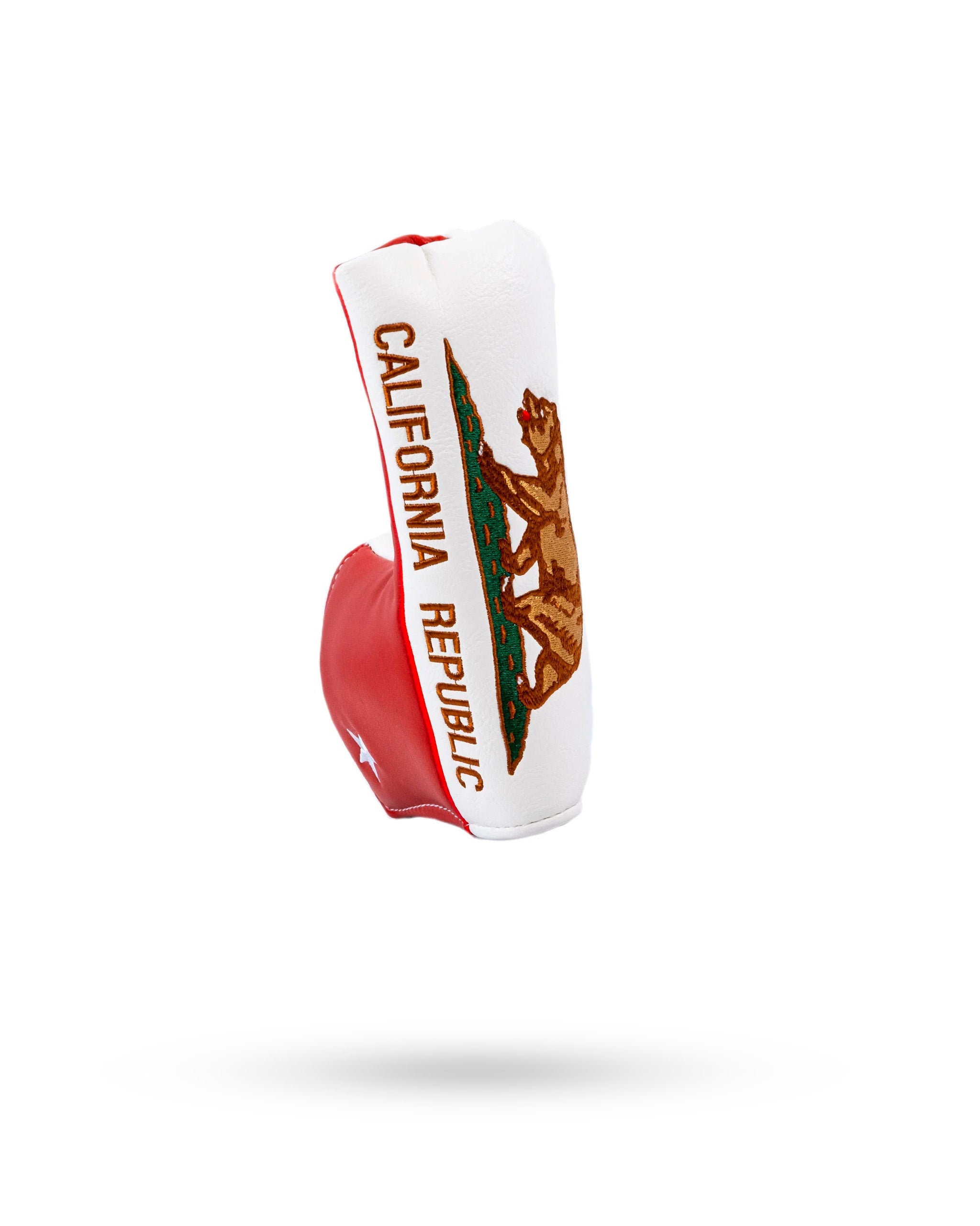 California State Flag blade putter cover featuring a bear and "California Republic" text in vibrant colors.