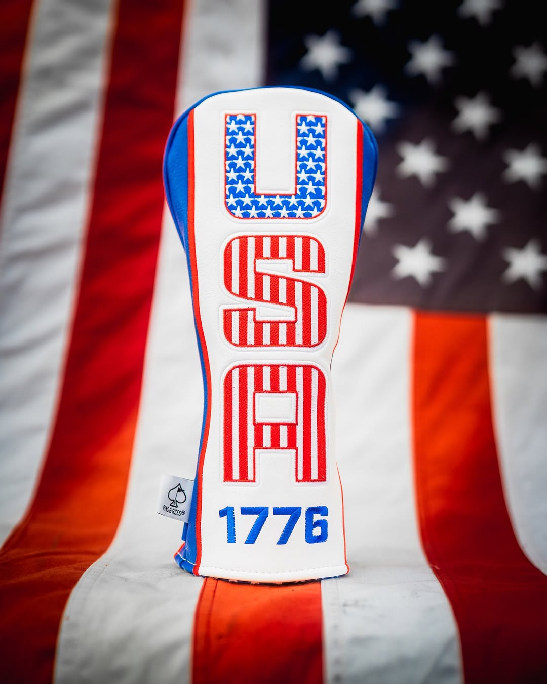 USA Tribute 2.0 headcover set featuring bold red, white, and blue design with "USA" and "1776" on a patriotic background.
