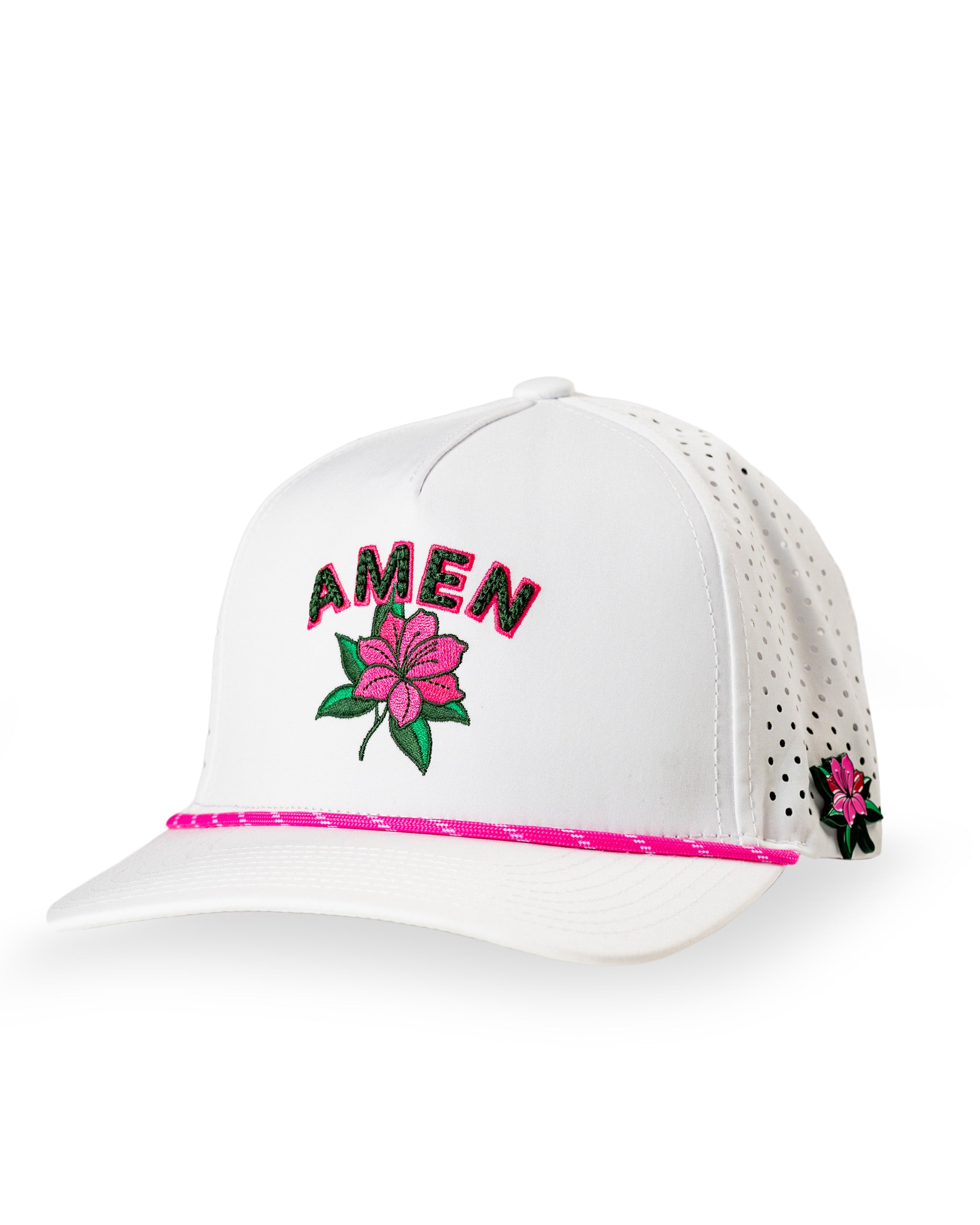 Amen Azalea White | Perforated Rope Hat | Custom-Branded Snapback
