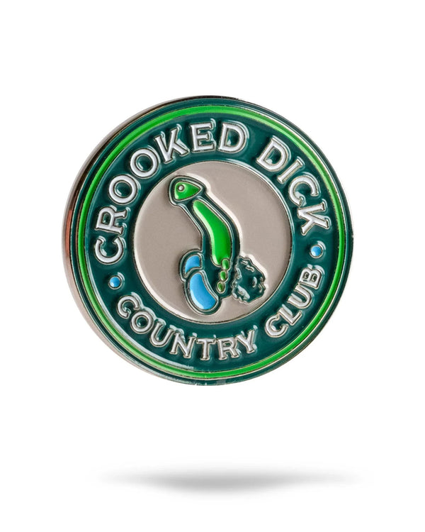 Crooked Dick CC Ball Marker featuring a melting smile design and shamrock pattern.