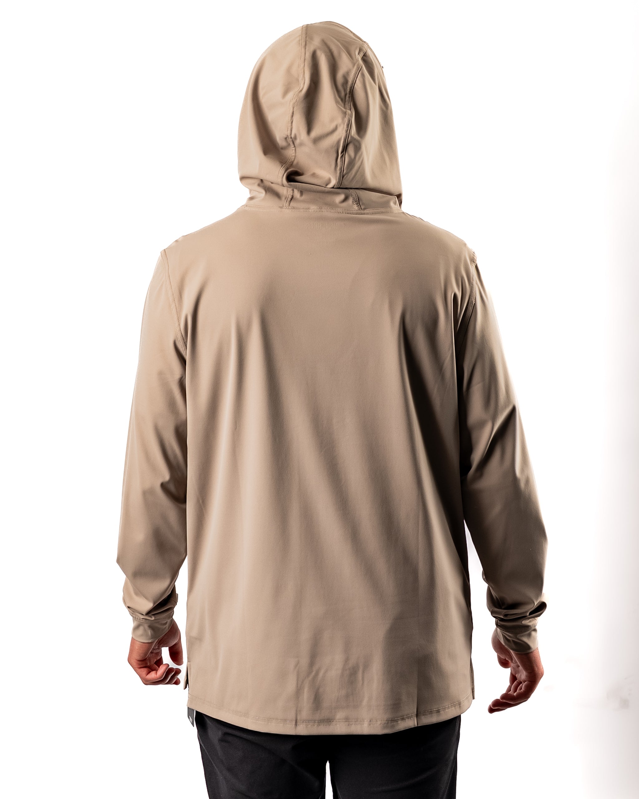 Men's performance golf hoodie in Big Blind Ash, featuring a relaxed fit and adjustable hood for comfort on the course.