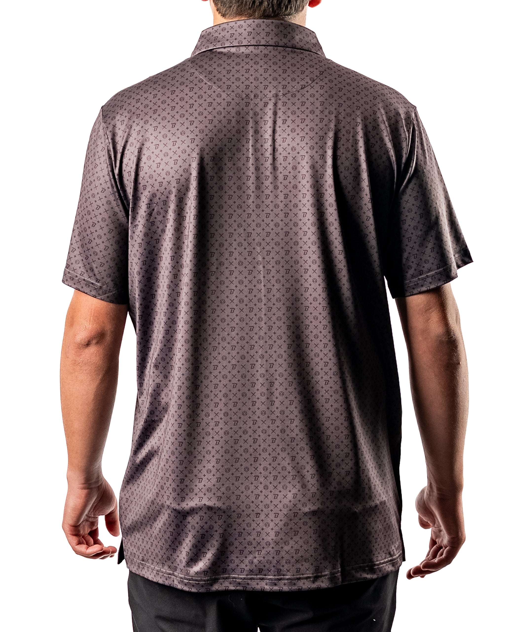 Men's golf shirt from Pins and Aces x Blazy Susan featuring a stylish pattern, designed for comfort and standout performance on the course.