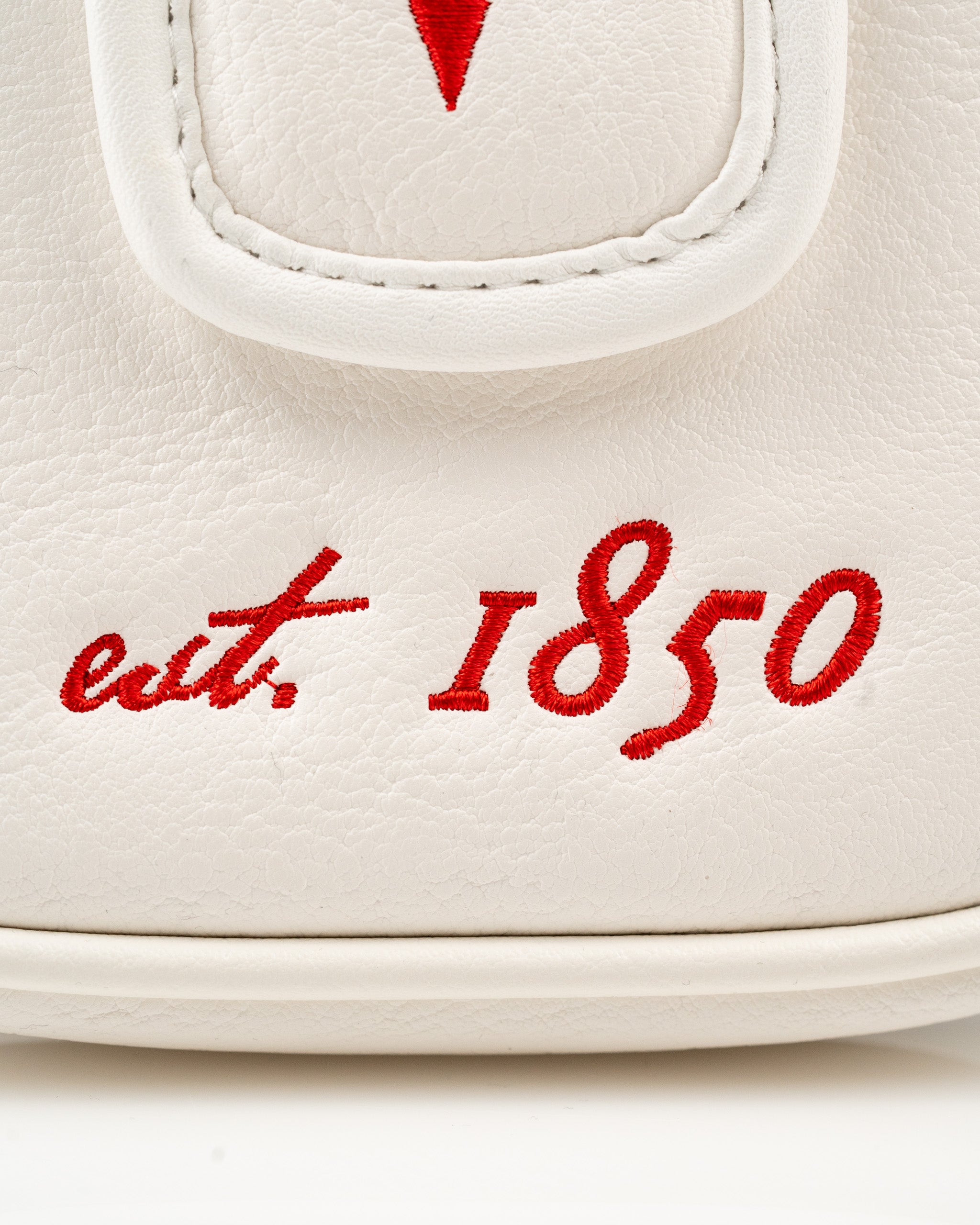 California State Flag mallet putter cover featuring red embroidery with "est. 1850" on a white background.