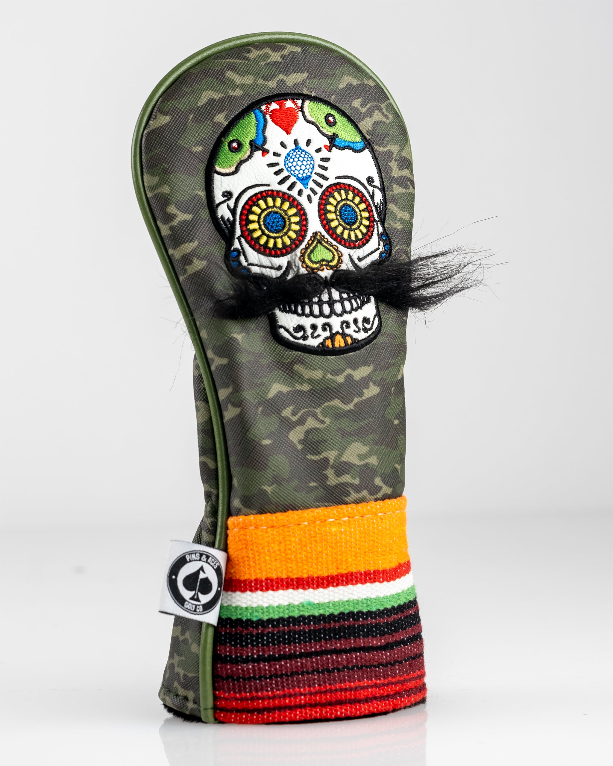 Mustache Sugar Skull - Hybrid Cover Green Camo