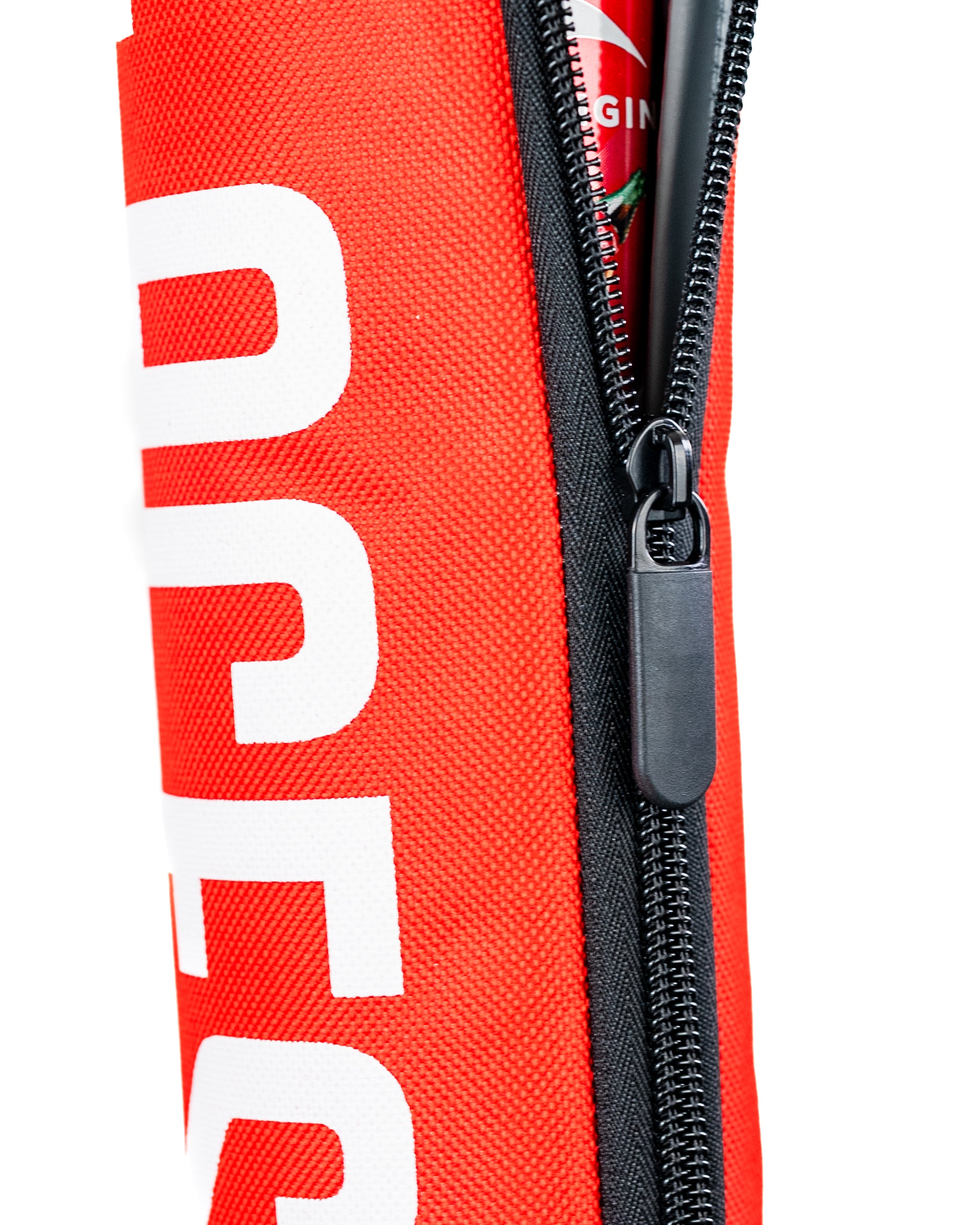 Coca-Cola branded sleeve featuring a bold red design and a zip closure, ideal for protecting golf clubs.