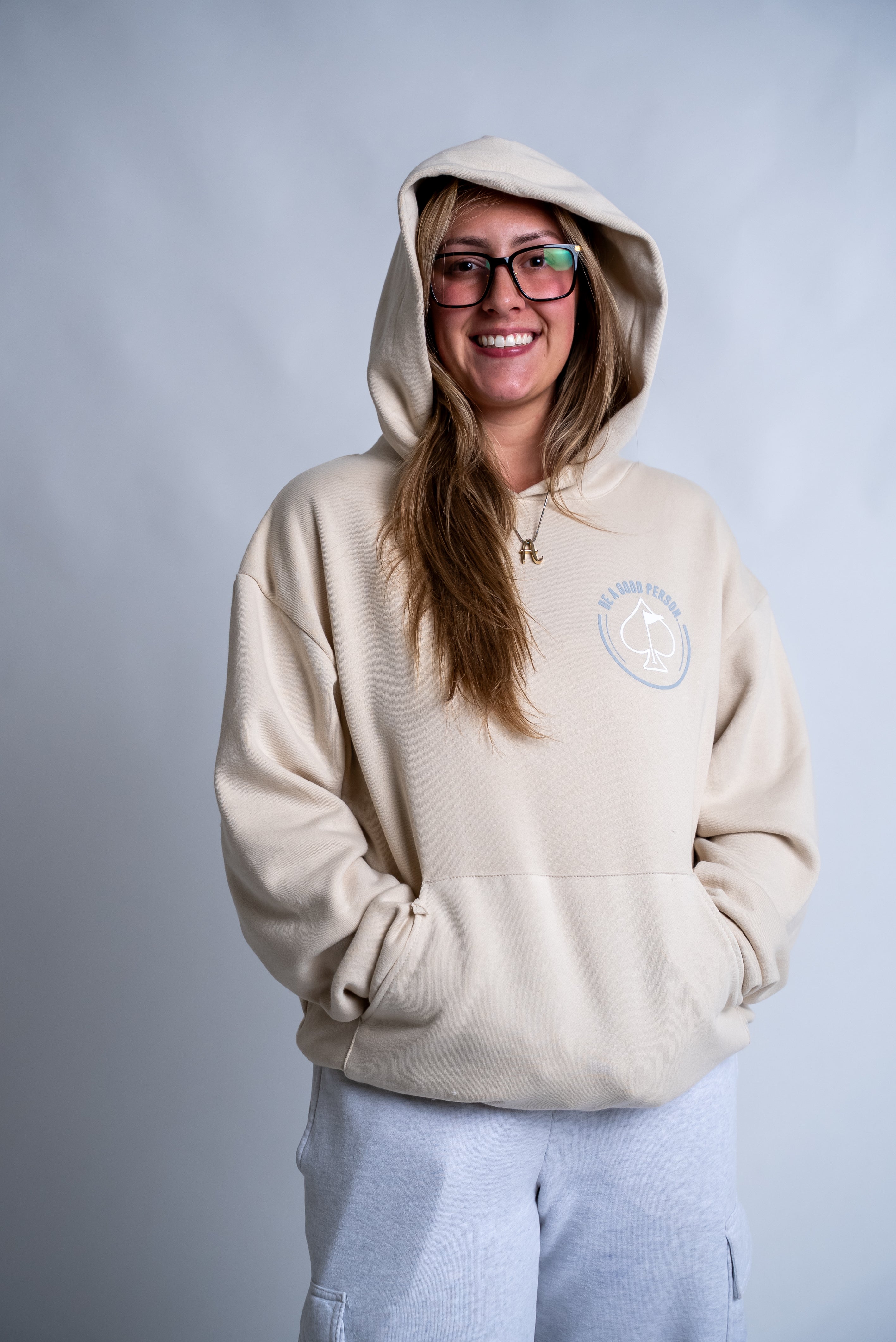Be A Good Person X Pins And Aces Relax Hoodie - Cream | 80% Cotton