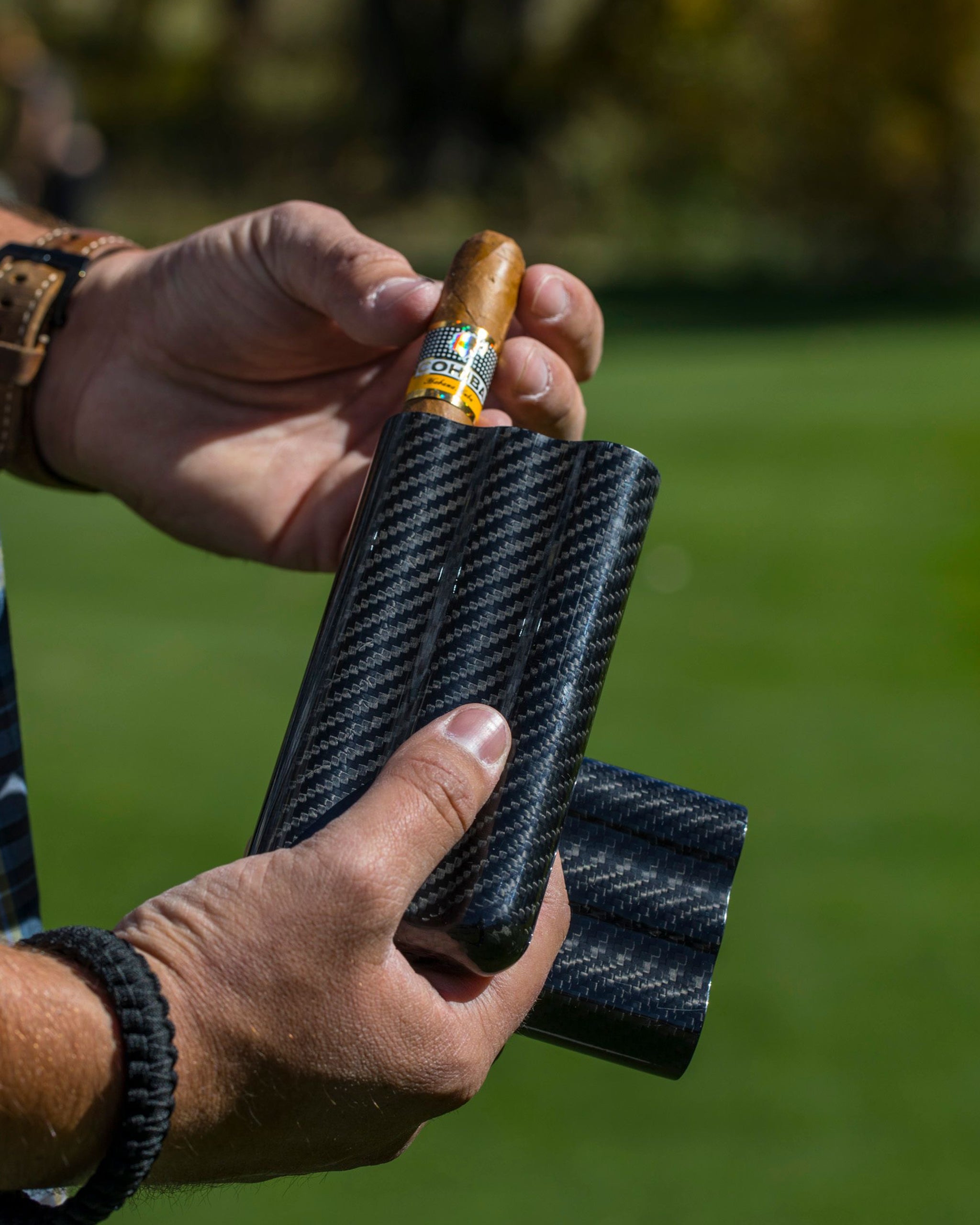 Carbon Fiber Cigar Case - 3 Slot