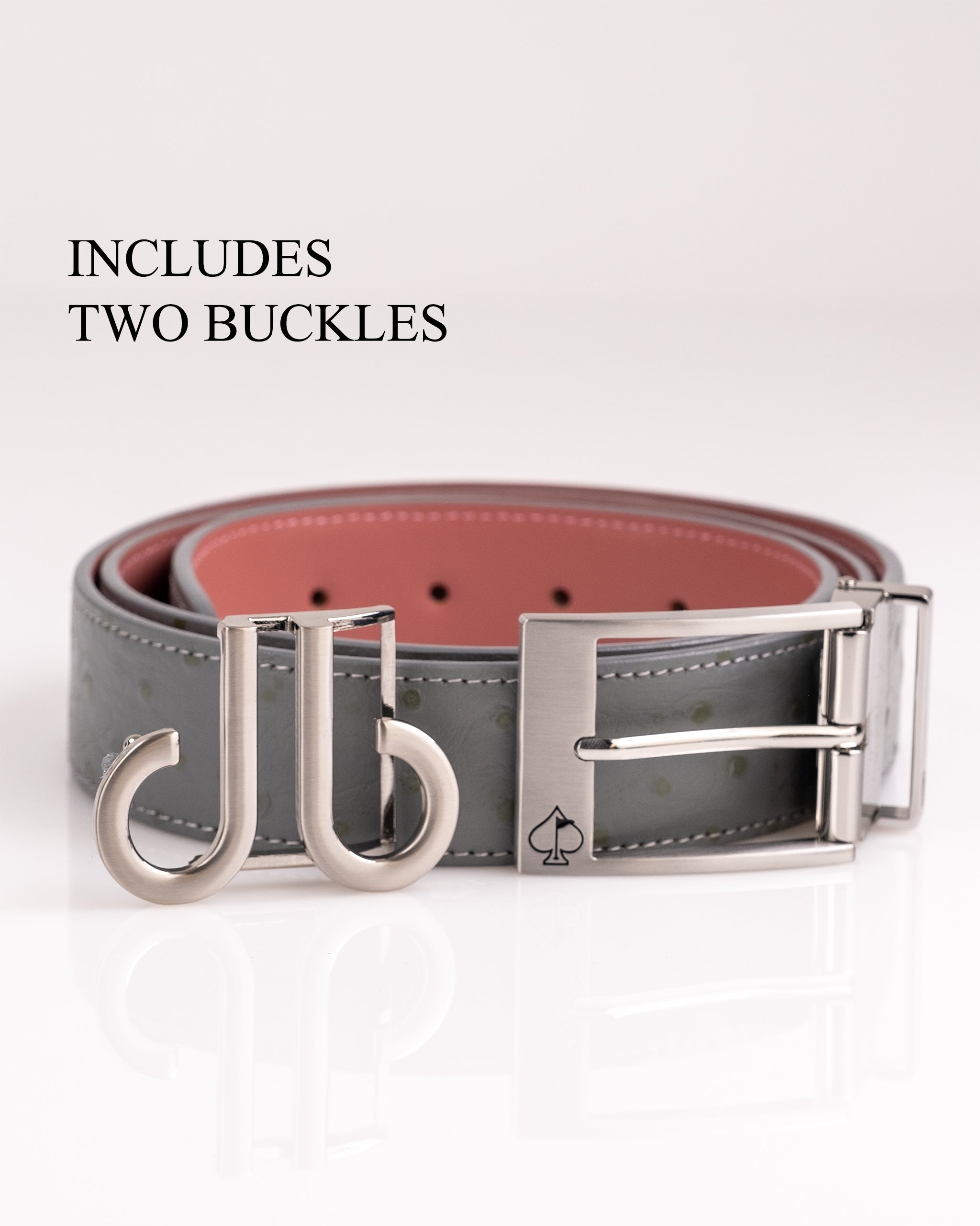 Pins & Aces x Druh - Gray Ostrich Belt