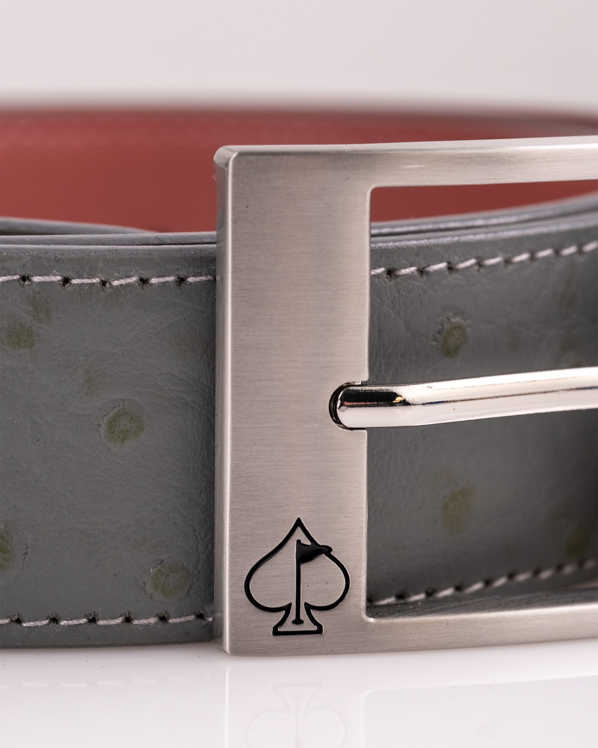 Pins & Aces x Druh - Gray Ostrich Belt