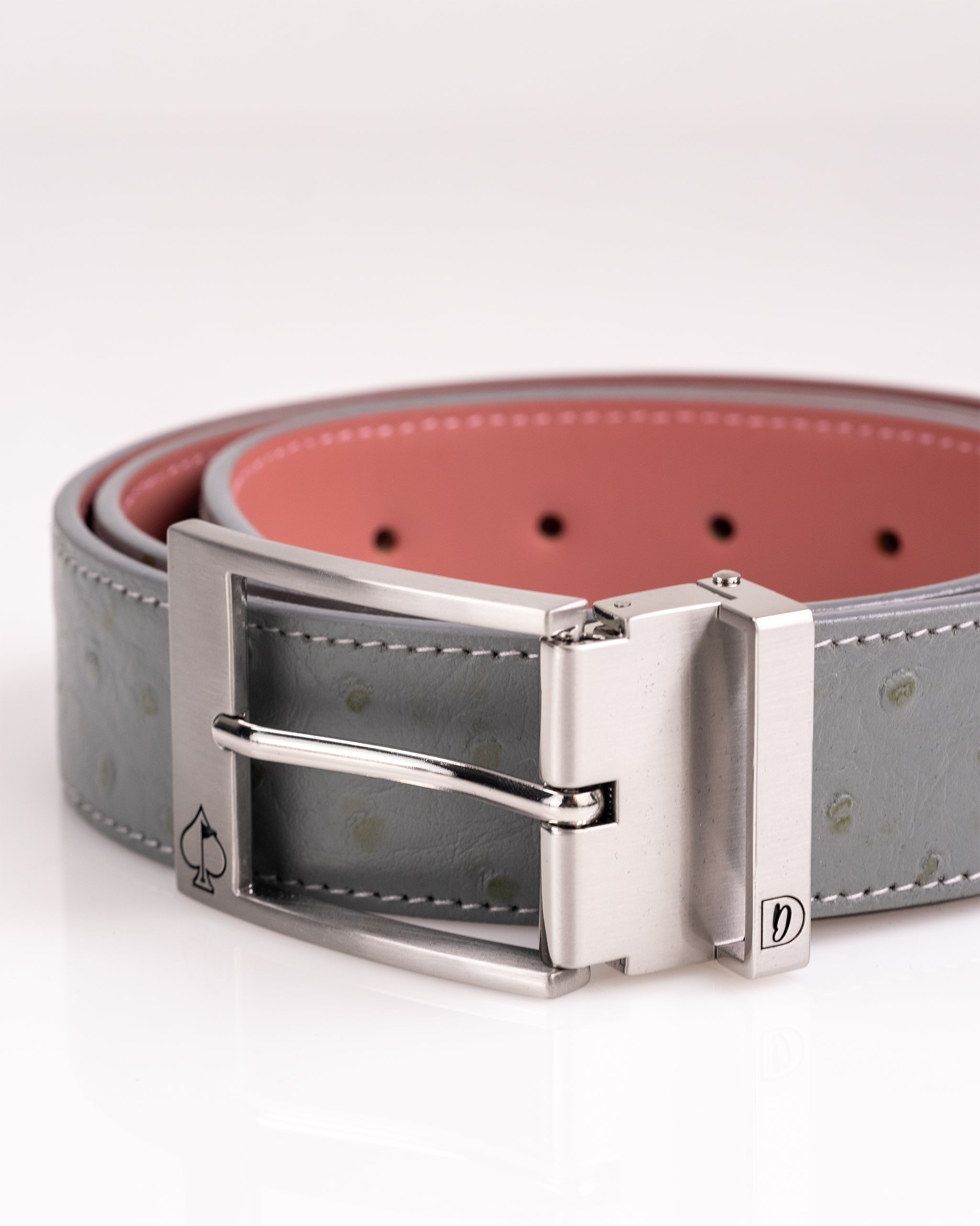 Pins & Aces x Druh - Gray Ostrich Belt