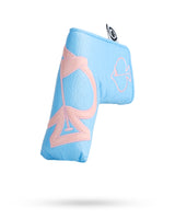 Embossed Spade Blade Putter Cover - Baby Blue with Pink Spade