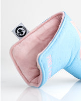 Embossed Spade Blade Putter Cover - Baby Blue with Pink Spade