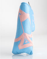 Embossed Spade Blade Putter Cover - Baby Blue with Pink Spade