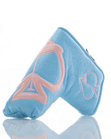 Embossed Spade Blade Putter Cover - Baby Blue with Pink Spade