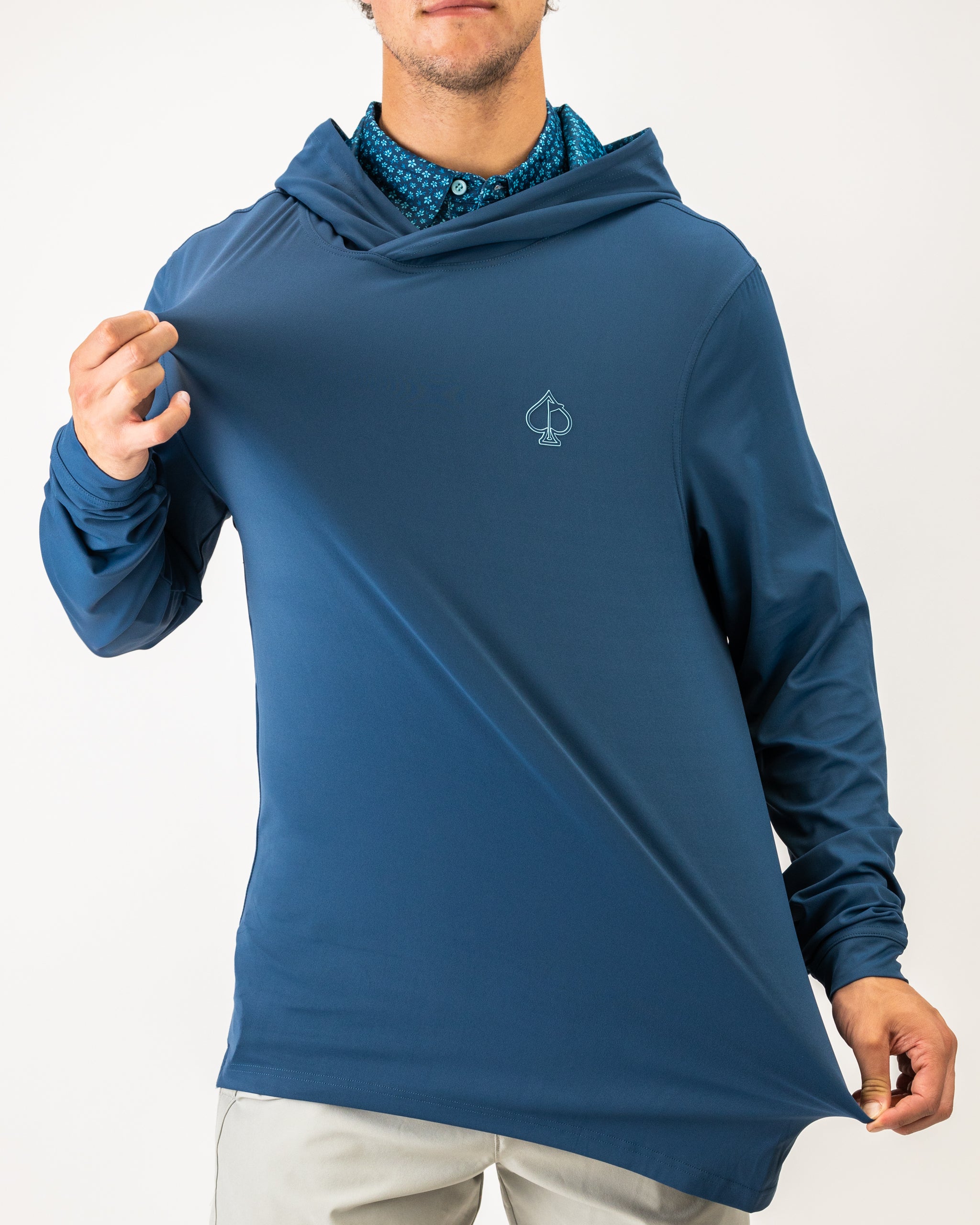 Performance Golf Hoodie - Micro Floral Blue