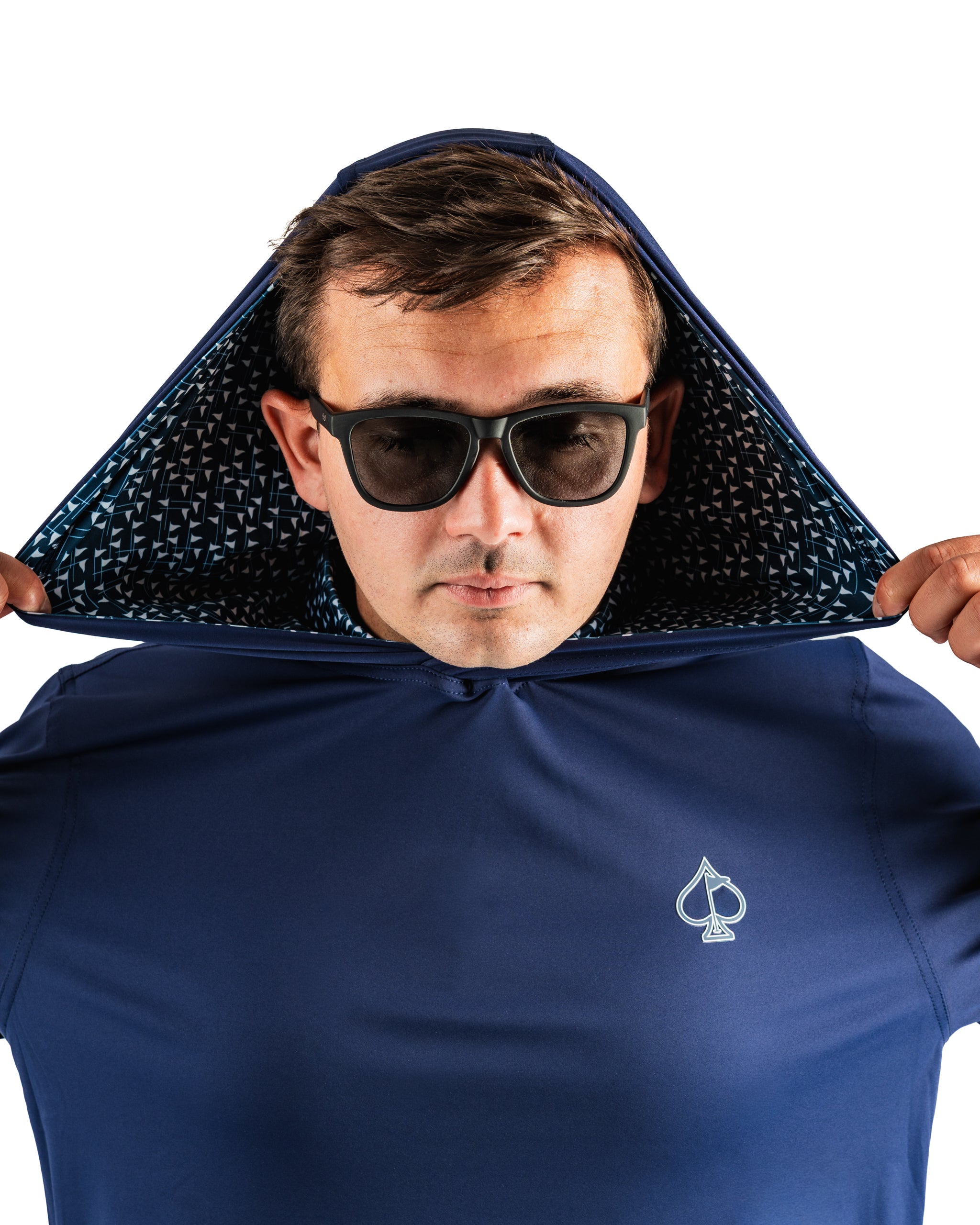 Performance Golf Hoodie - Flag Stick Navy and White