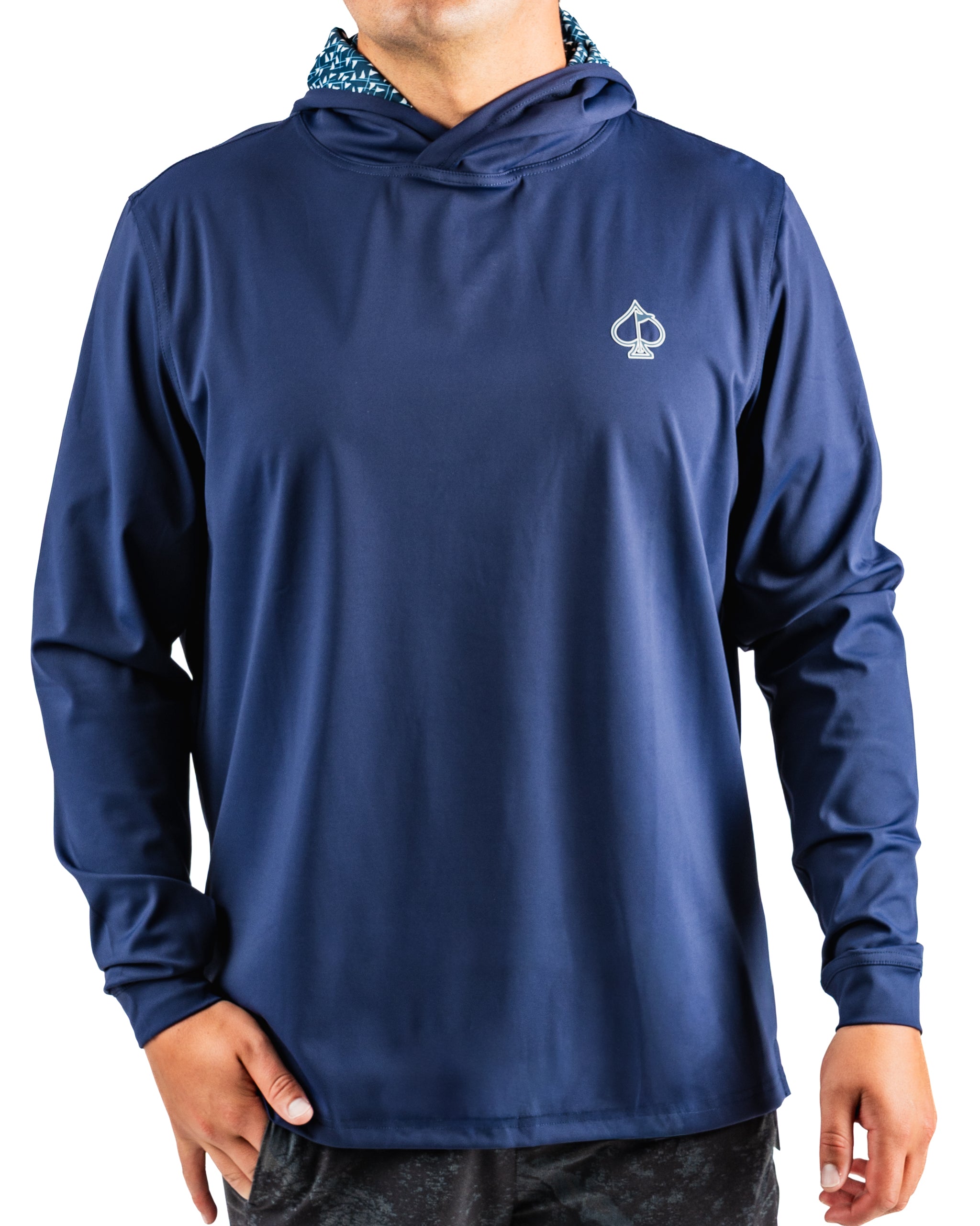 Performance Golf Hoodie - Flag Stick Navy and White