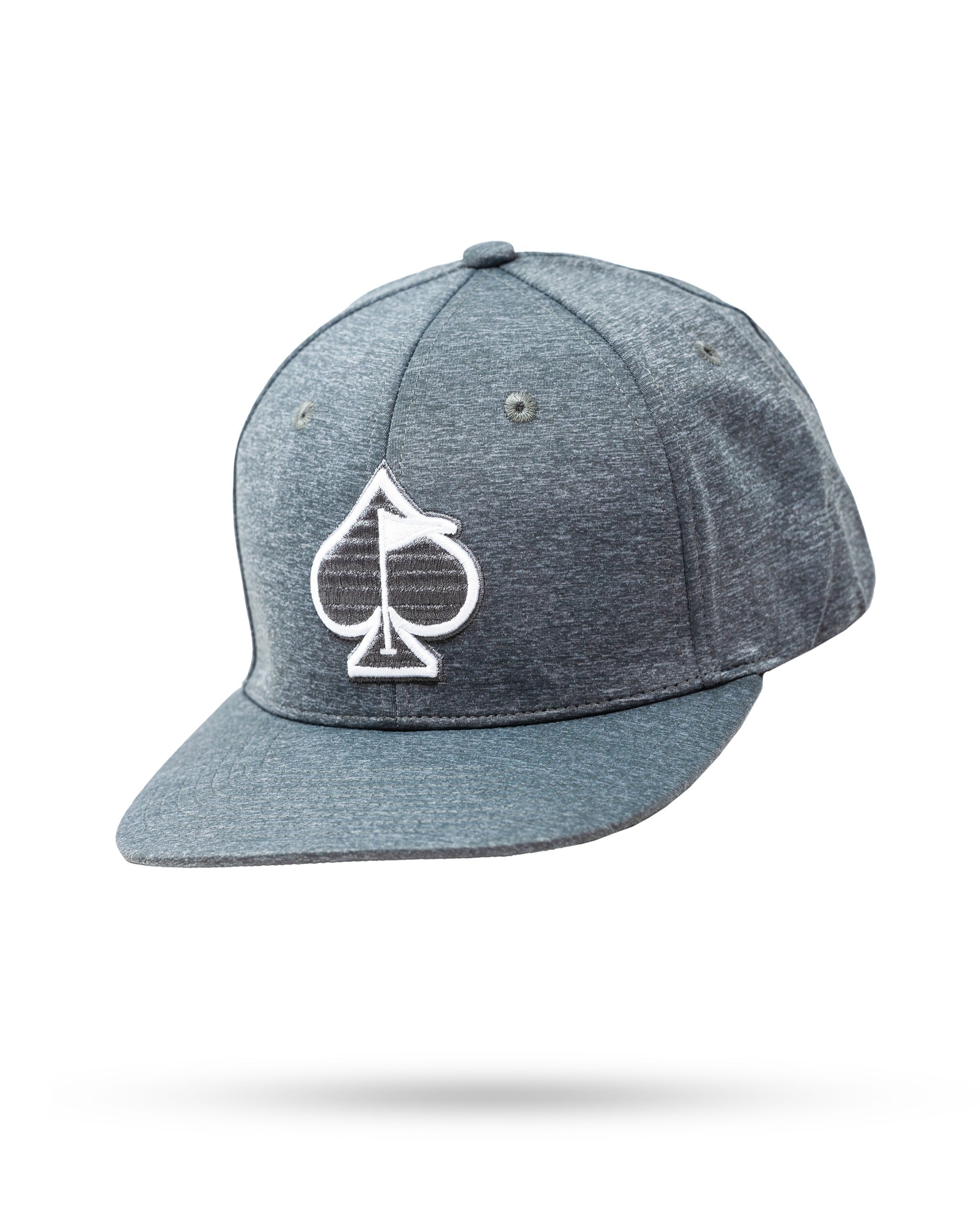 Ash performance spade hat featuring a bold spade logo, designed for golfers seeking style and comfort on the course.