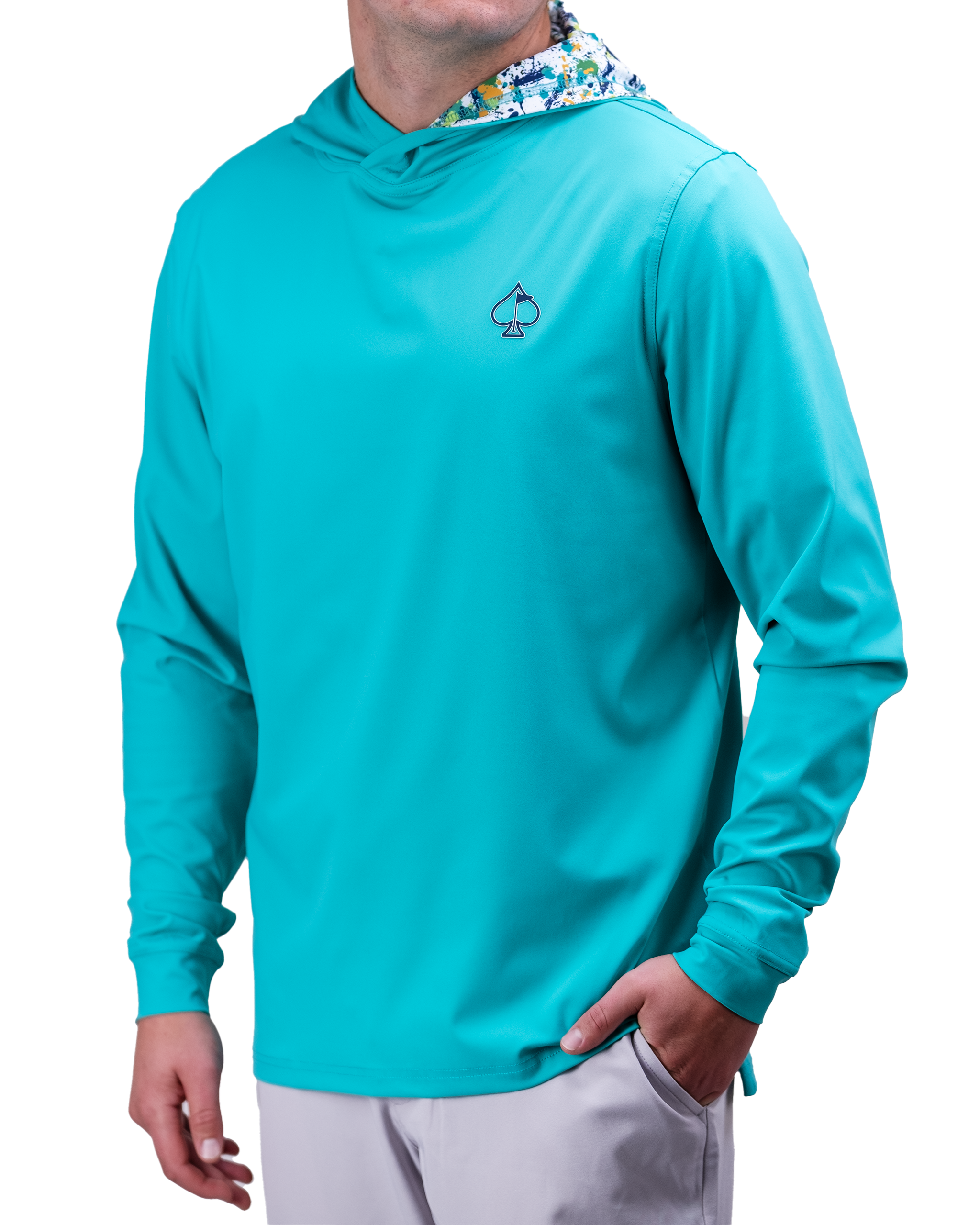 Performance Golf Hoodie - Teal Splatter