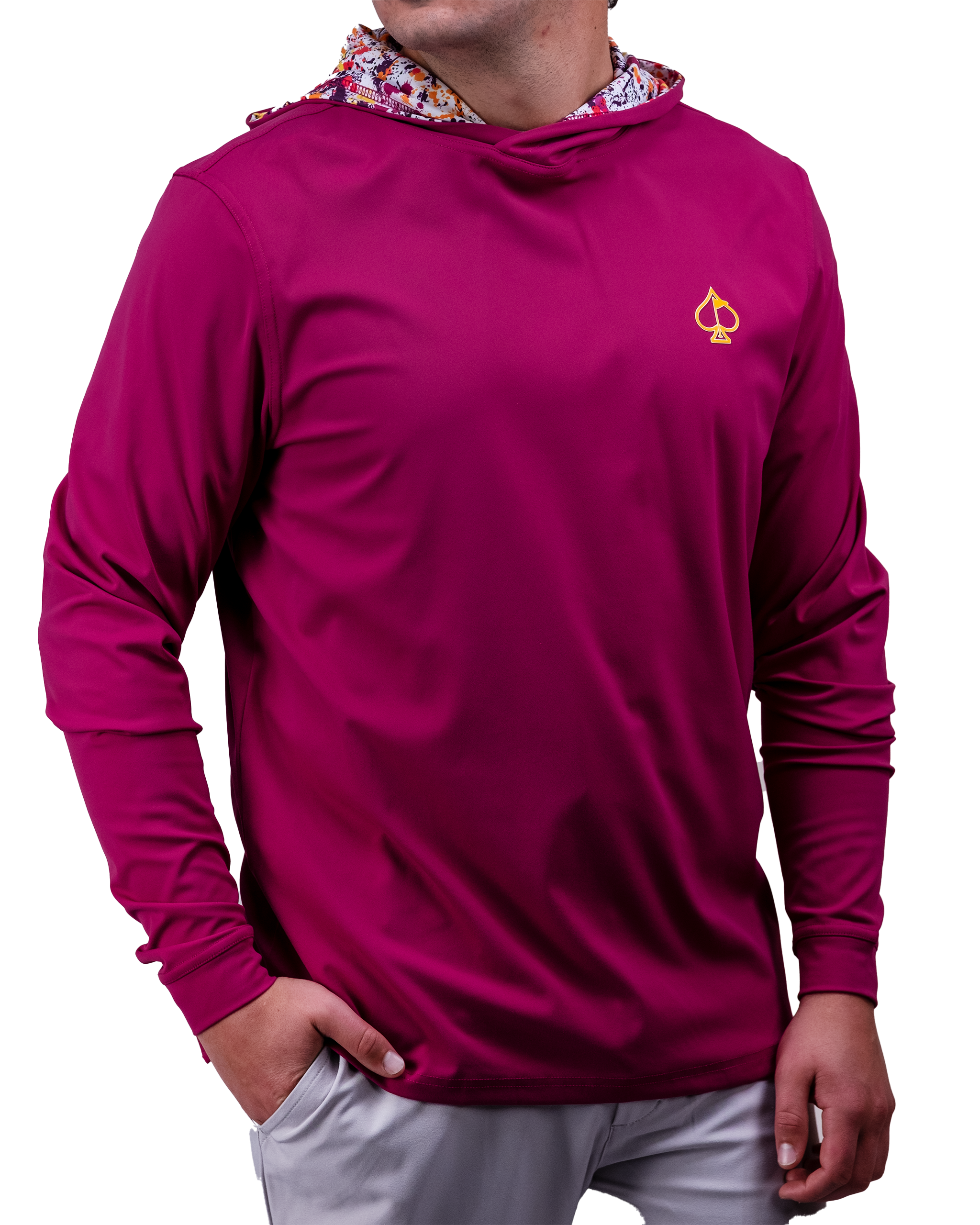 Performance Golf Hoodie - Dark Fuchsia Splatter