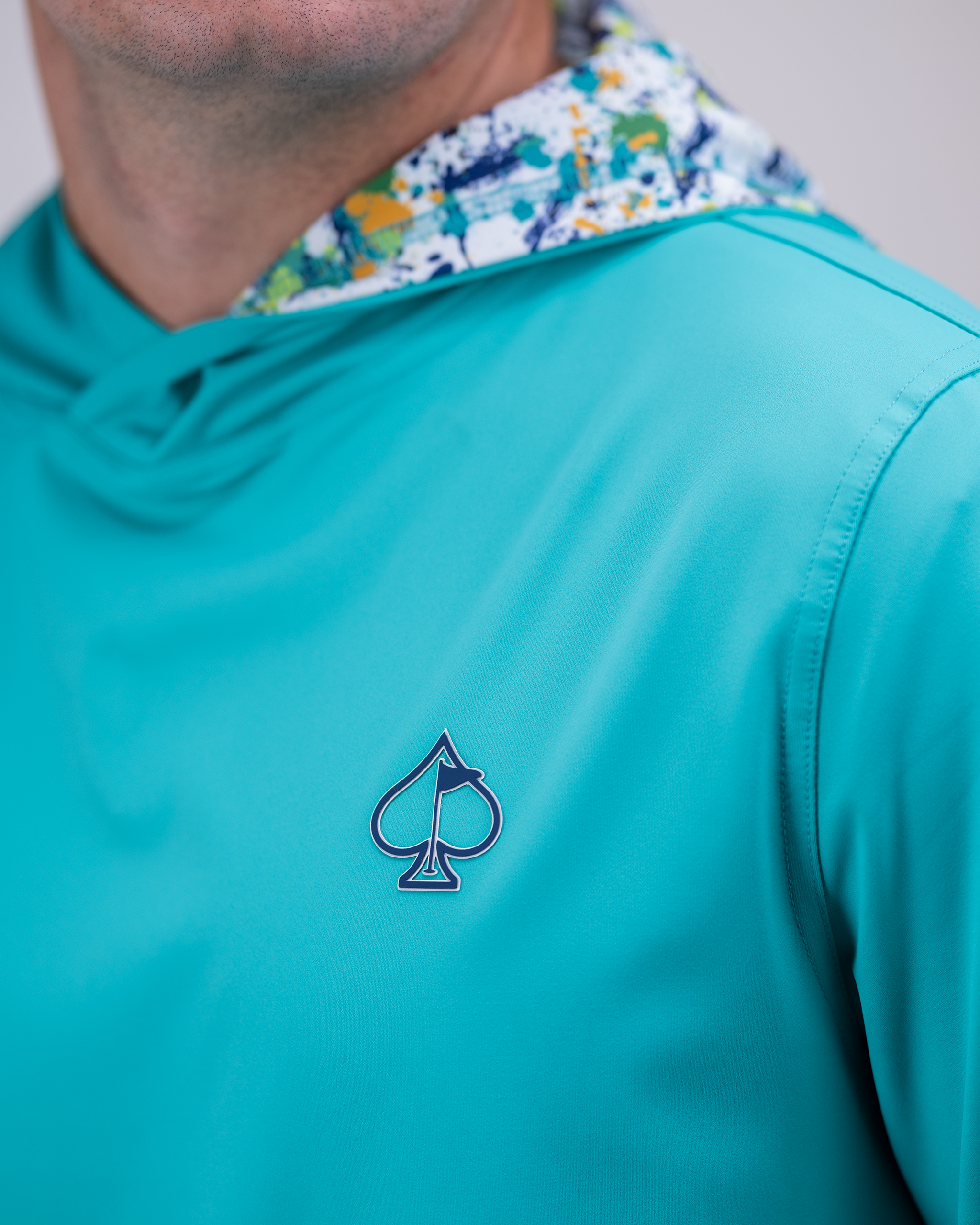 Performance Golf Hoodie - Teal Splatter