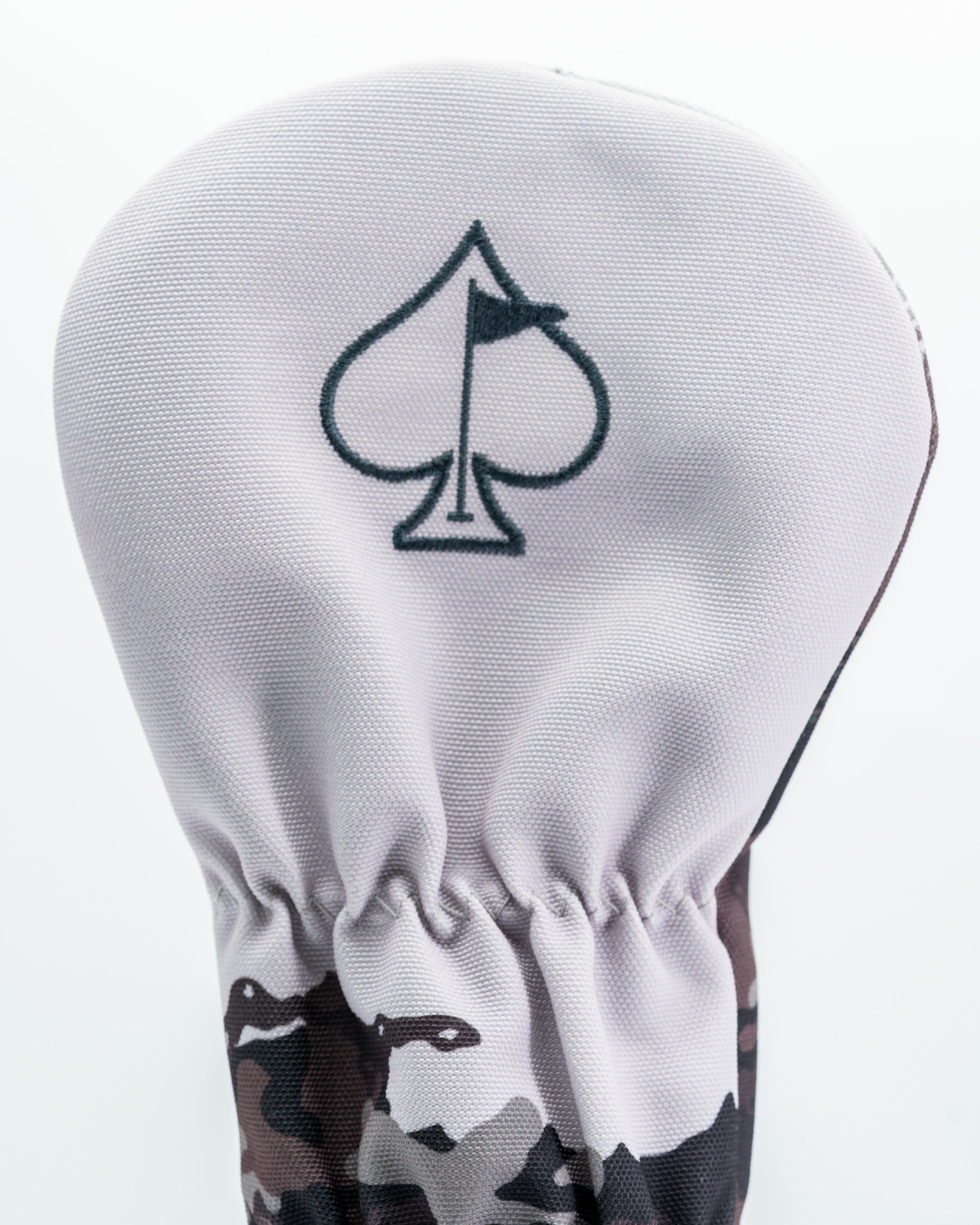 Open Season Bear driver cover featuring a camouflage design and a spade logo, perfect for bold golfers.