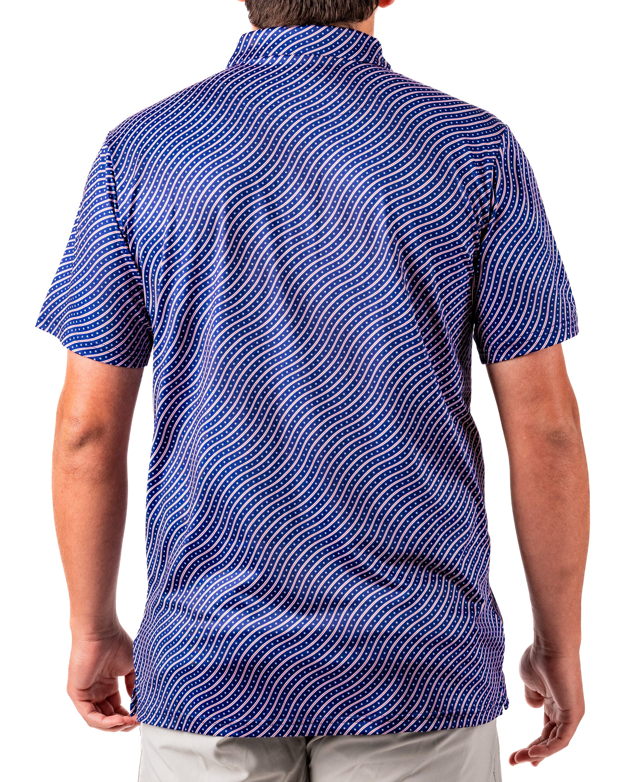 Wavy Stars and Stripes Golf Polo | Pins and Aces