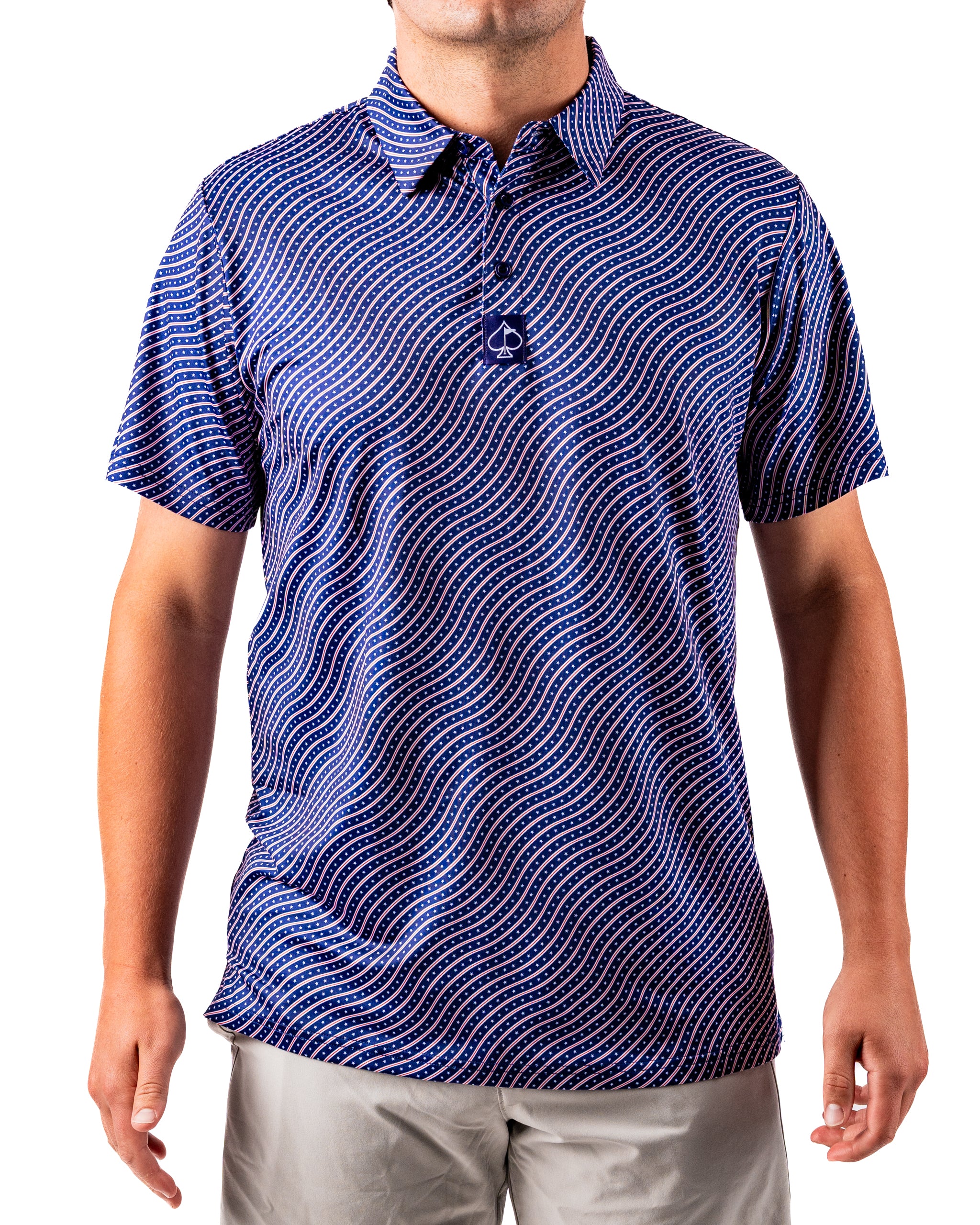 Wavy Stars and Stripes Golf Polo | Pins and Aces