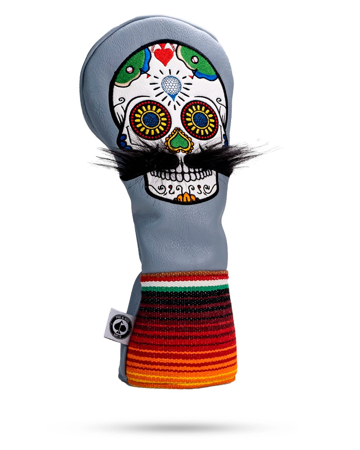 Mustache Sugar Skull - Driver Cover Gray