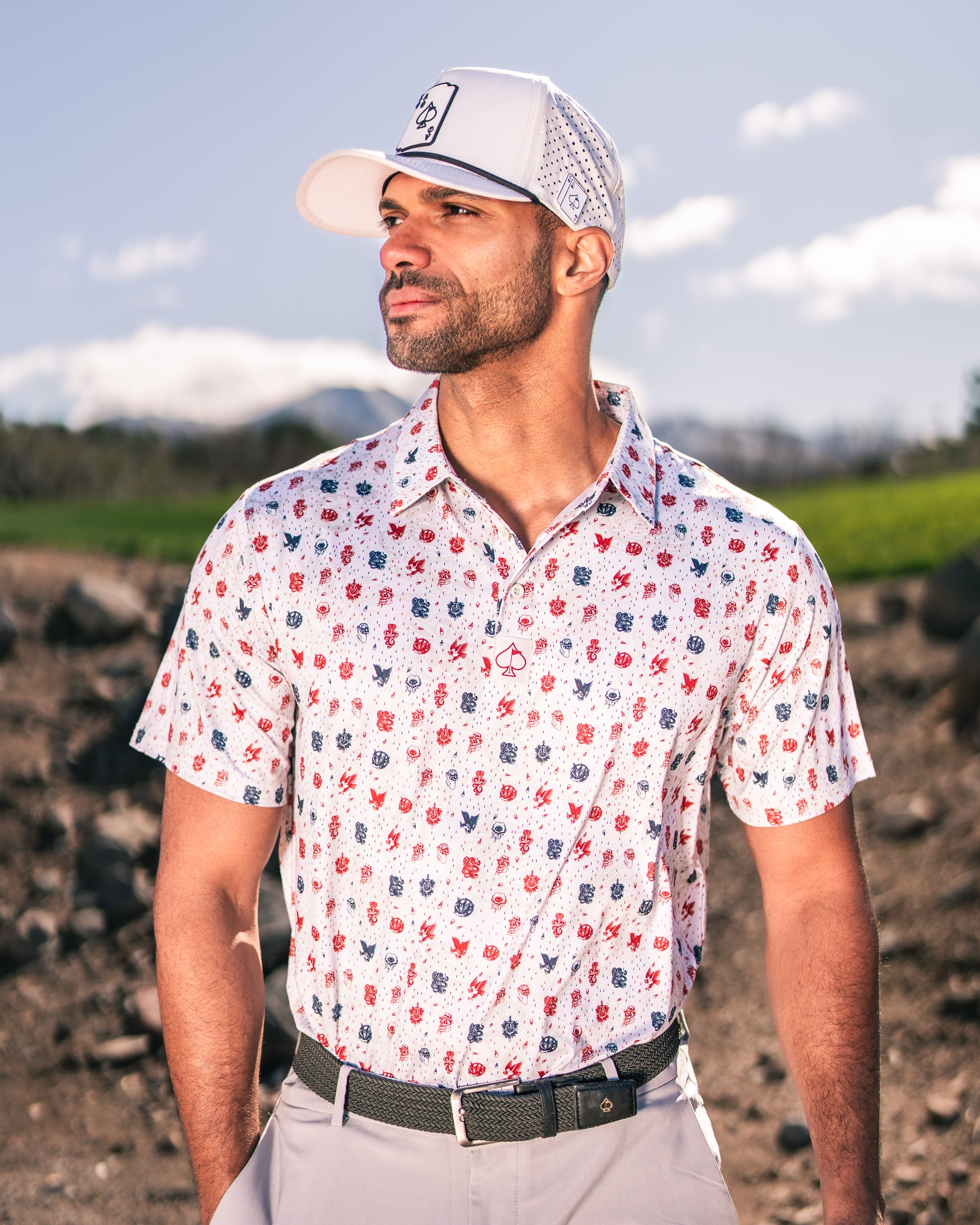 American Traditional Golf Polo | Breathable, SPF 45+, Athletic Fit | Pins &  Aces
