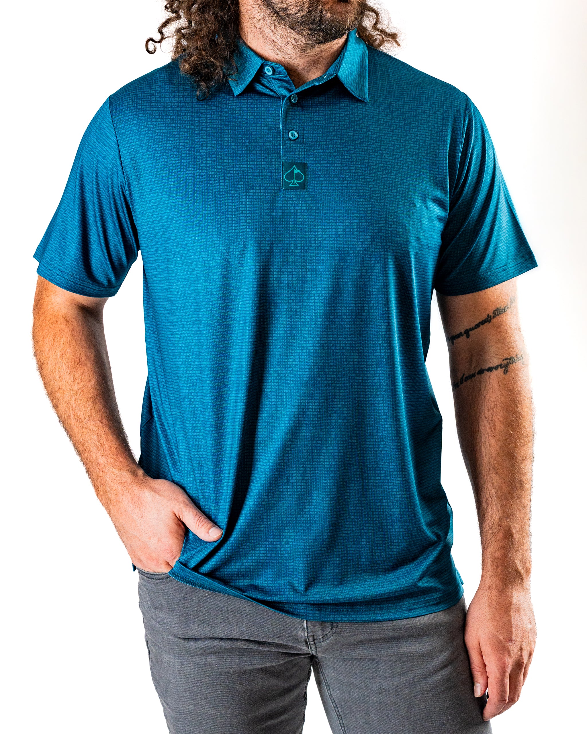 PINS&ACES ゴルフ　ポロシャツ Binary Code Golf Polo | Superior Breathability | SPF 45+