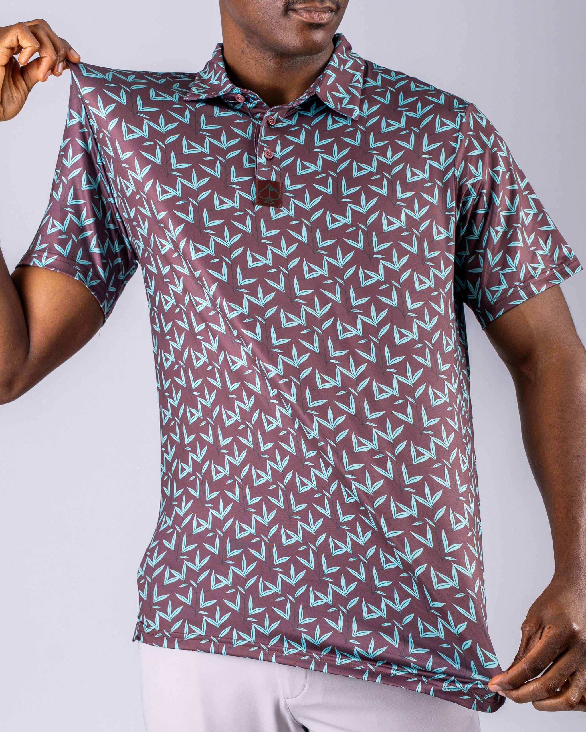 トップス GOOUCH abstract pattern polo shirt Cocoa Verde | Bold Golf Polo | SPF 45+ | Athletic Fit | Pins & Aces