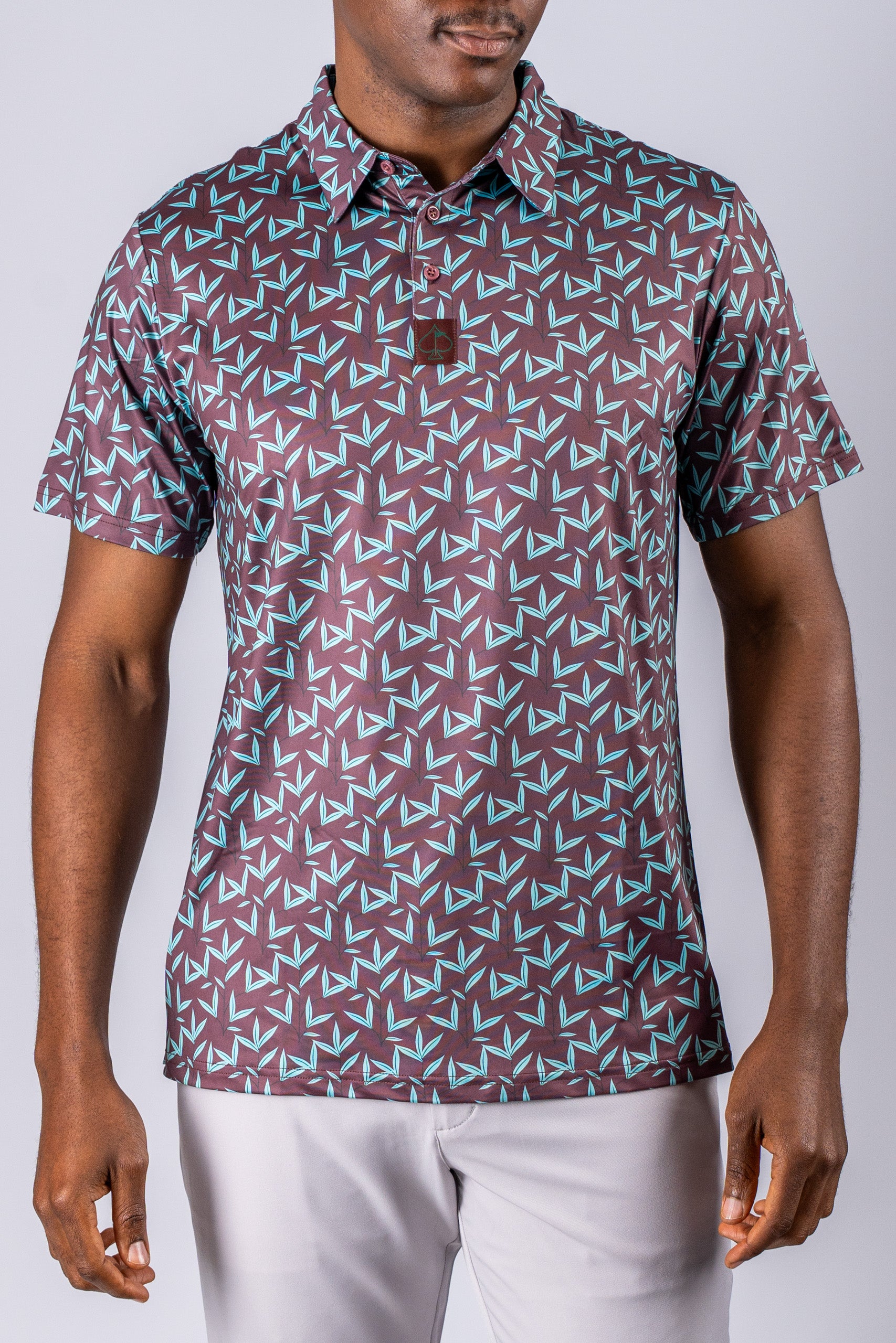 Cocoa Verde | Bold Golf Polo | SPF 45+ | Athletic Fit | Pins & Aces
