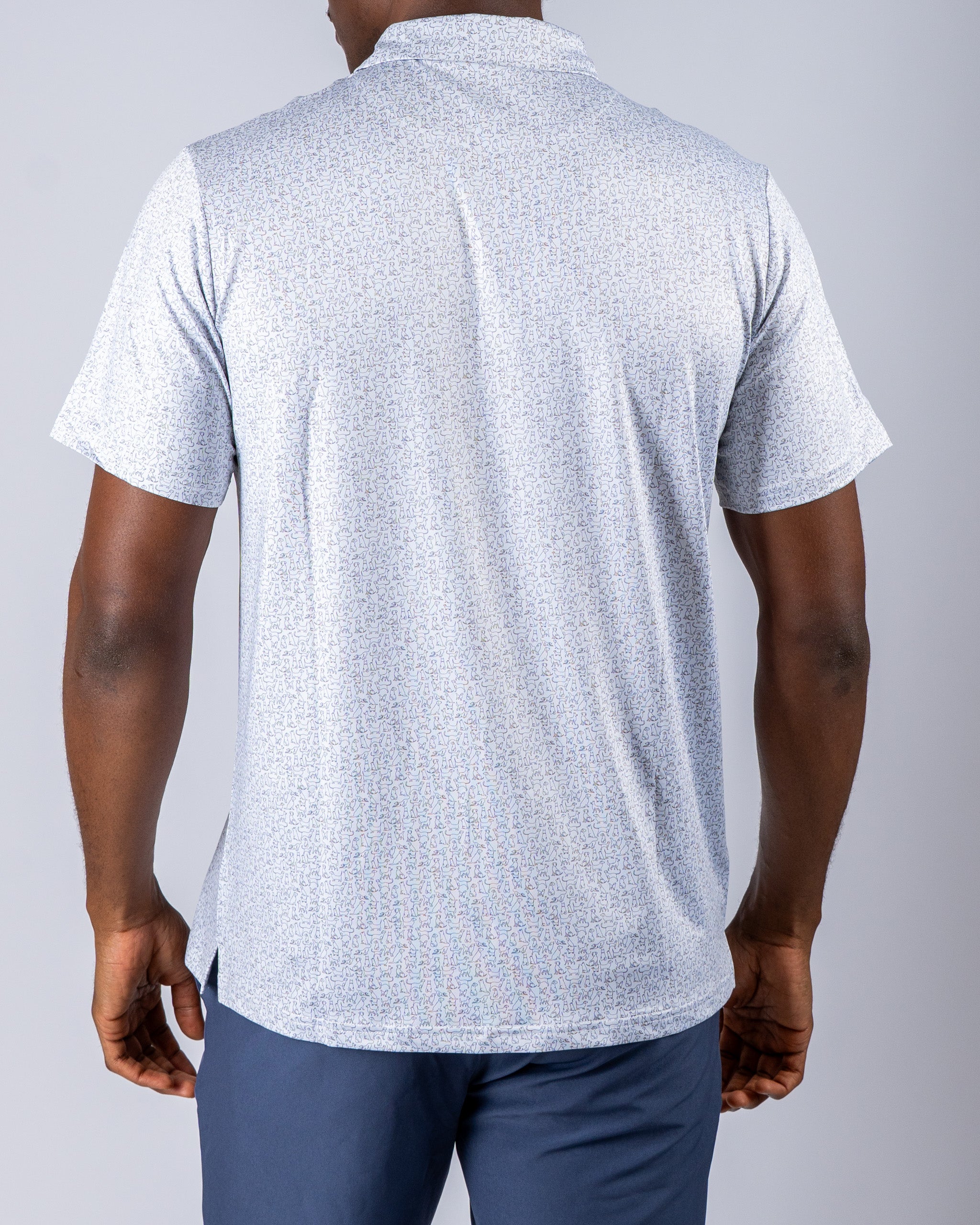 Men's golf shirt featuring a light, breathable fabric with a subtle pattern, designed for comfort on the course.