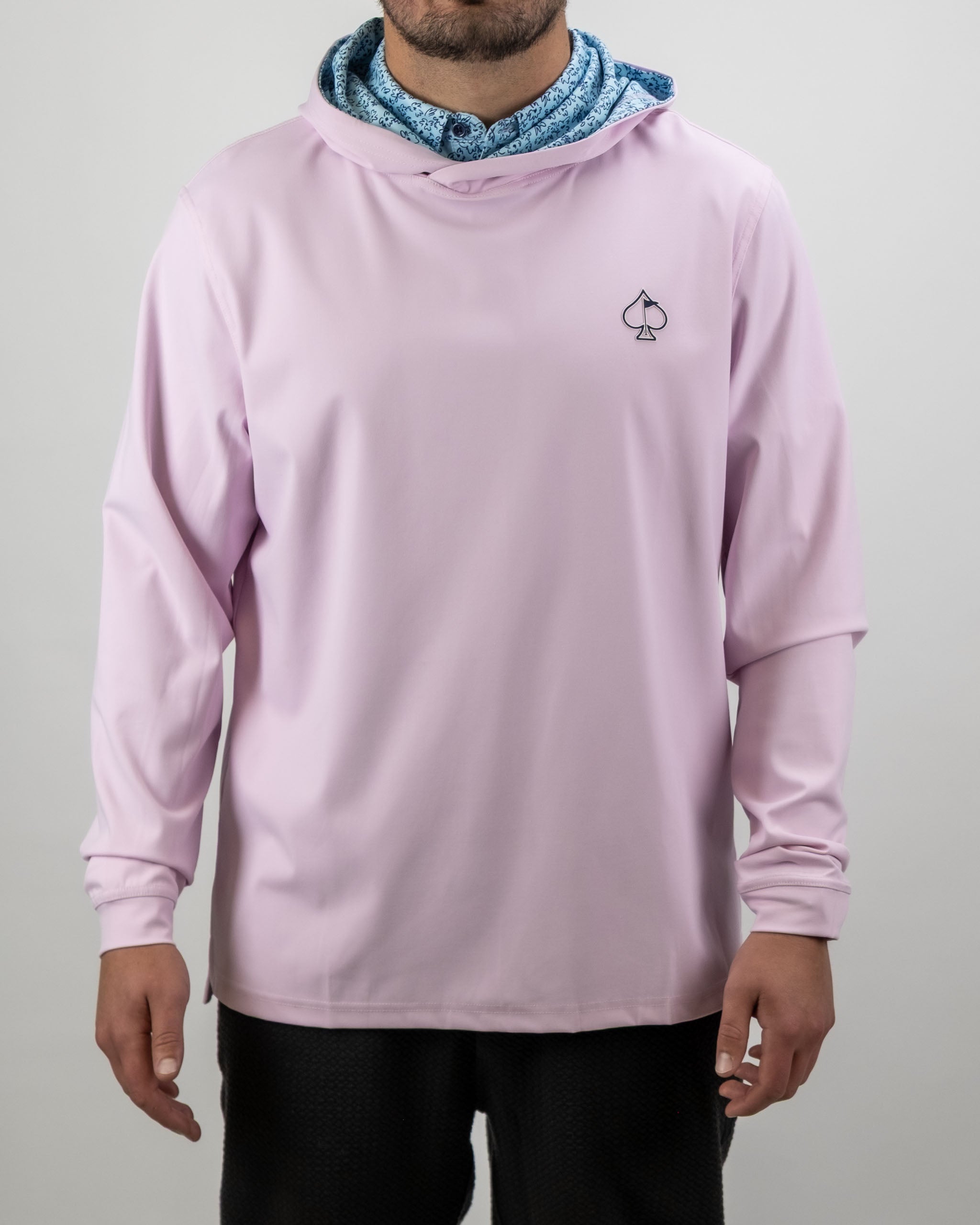 Performance Golf Hoodie - Flower Doodle Blue | Lightweight Nylon