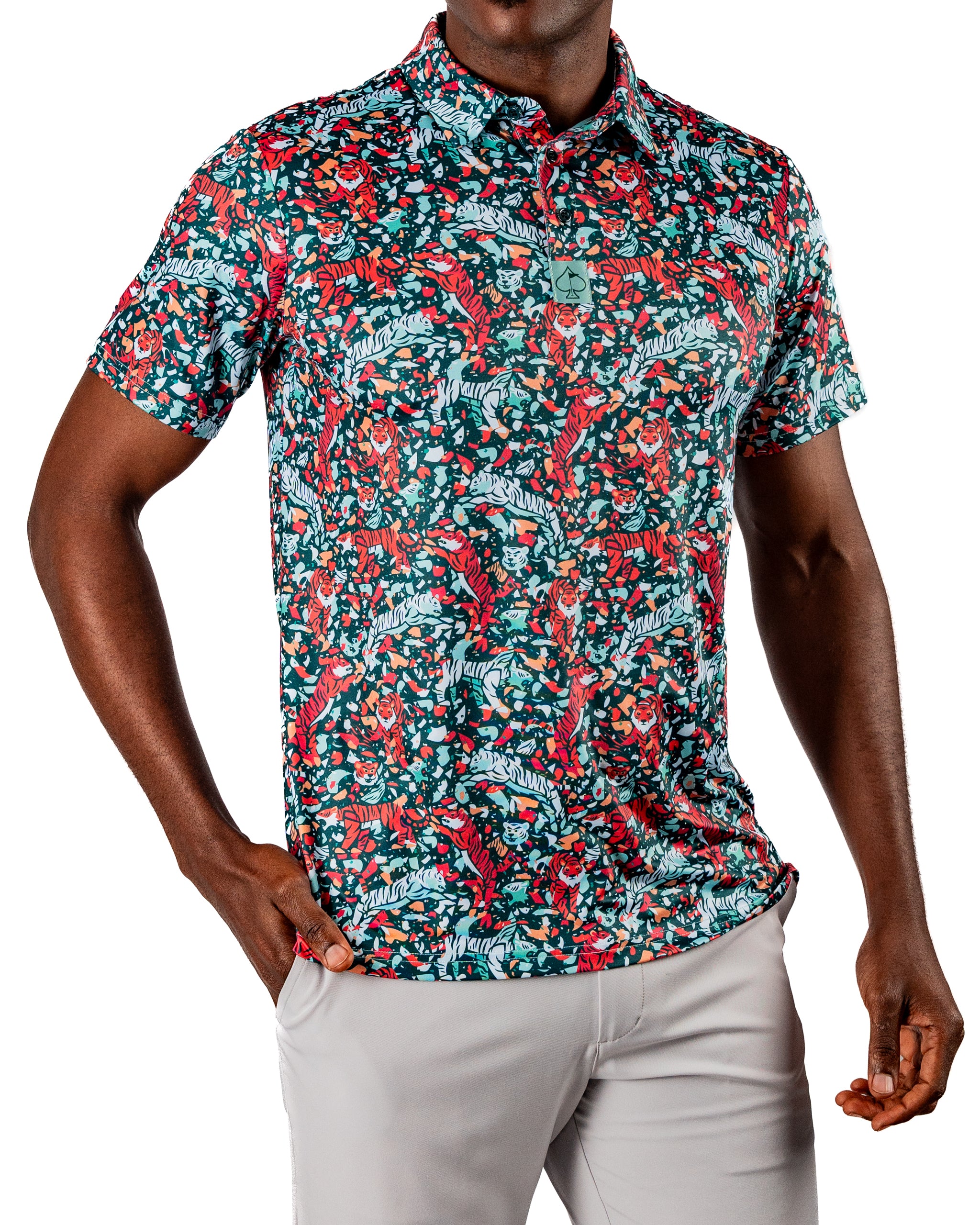 Tiger Shatter Teal Golf Polo | Bold Style | Pins & Aces