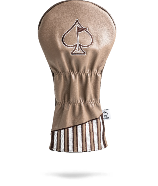 Stylish Folds of Honor 2.0 driver cover in tan with a spade logo and striped design, perfect for golfers seeking unique accessories.