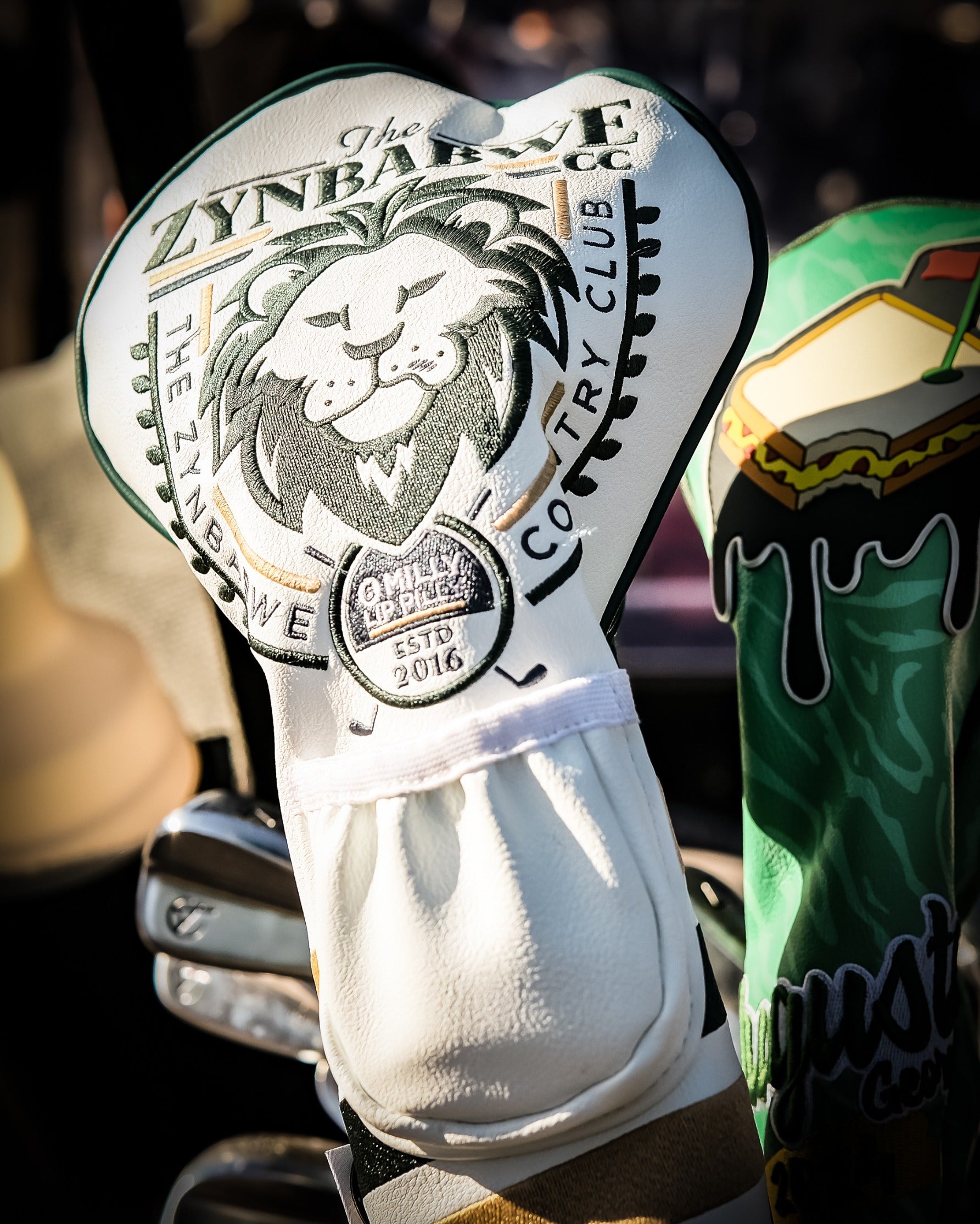 Zynbabwe Country Club driver cover featuring a lion logo and stylish design, perfect for standout golfers.